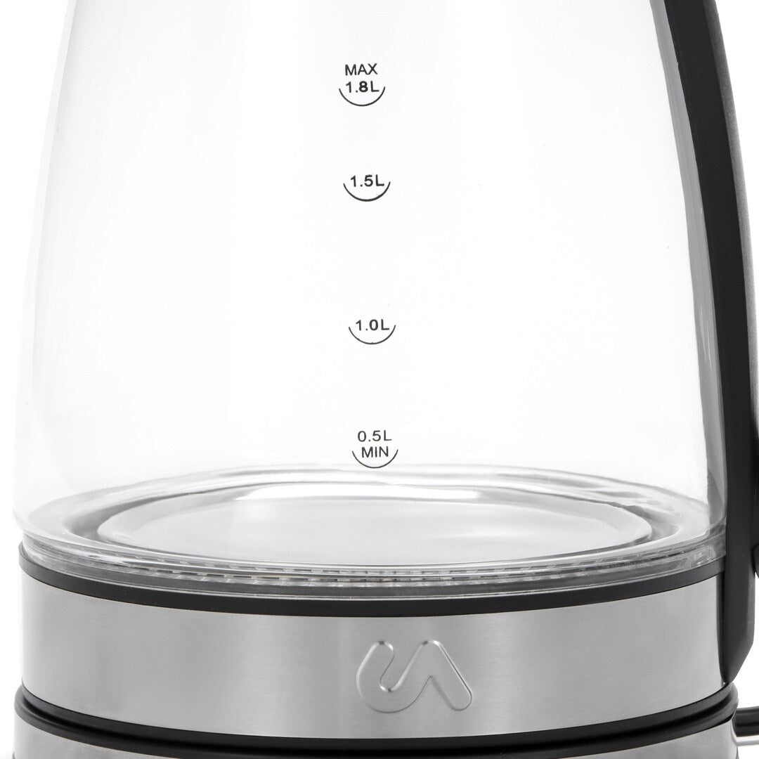 Uber Appliance 1.8L Glass & Stainless Steel Water Boiler, Heater & Electric Tea Kettle