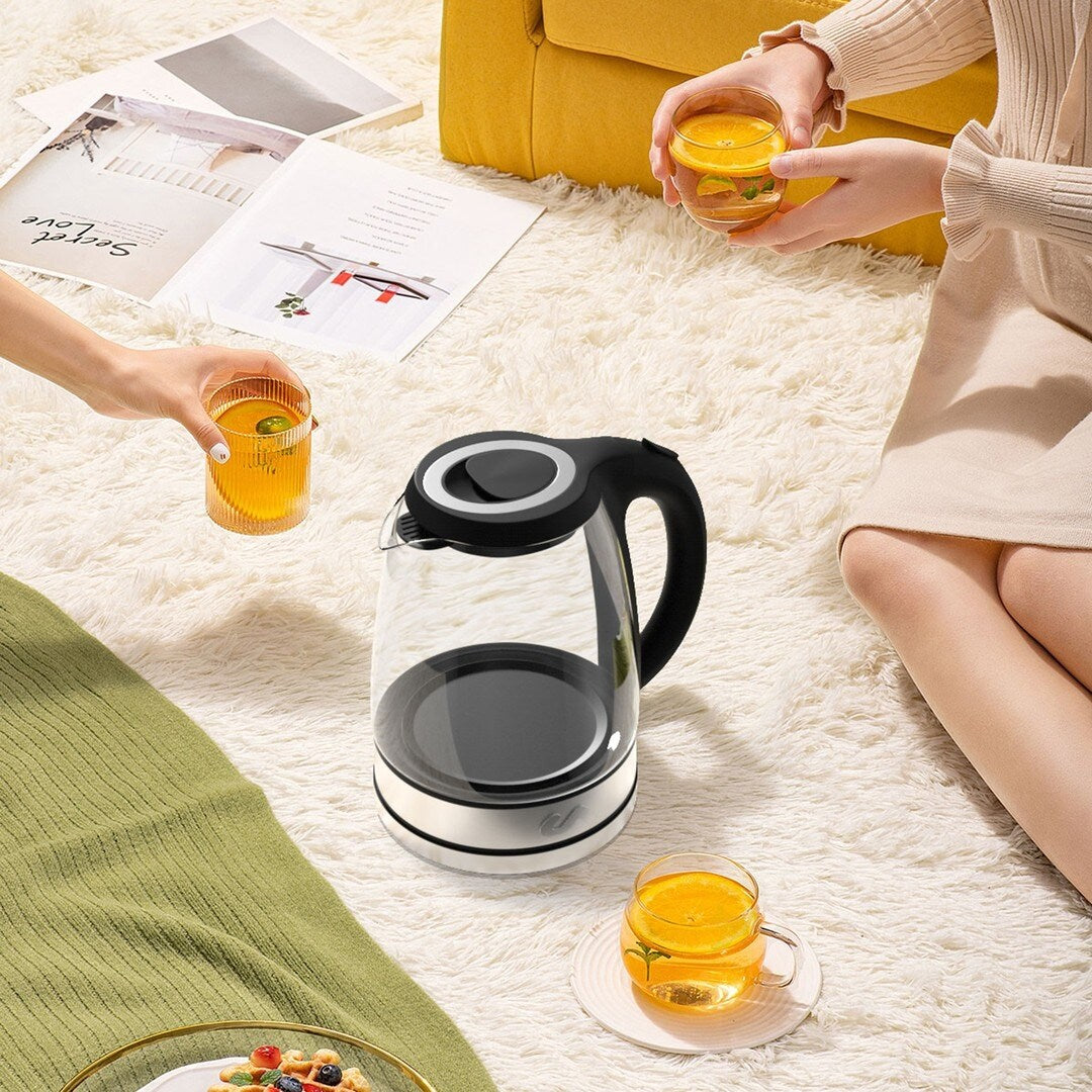 Uber Appliance 1.8L Glass & Stainless Steel Water Boiler, Heater & Electric Tea Kettle