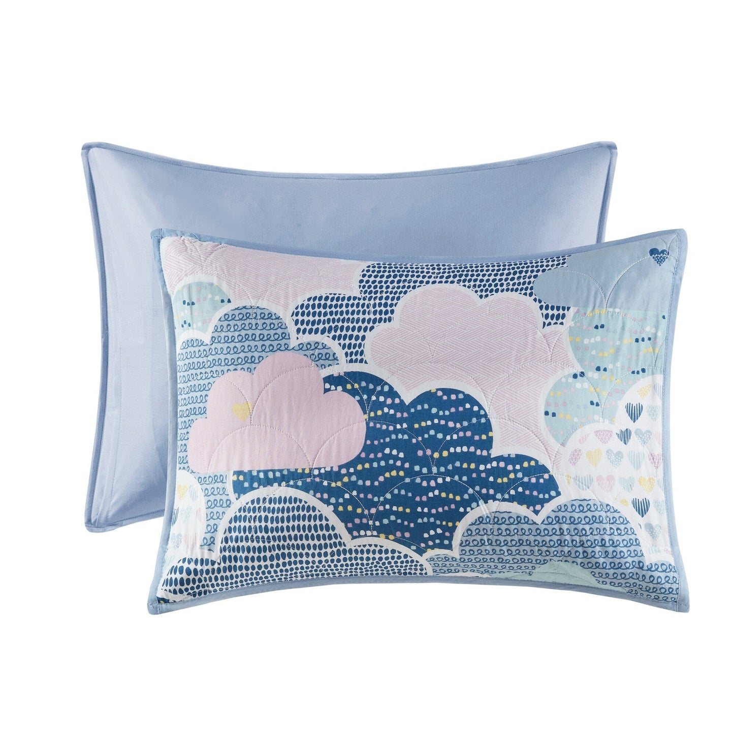 Intelligent Design KidsBliss Blue Reversible Cotton Quilt Set with Throw Pillows