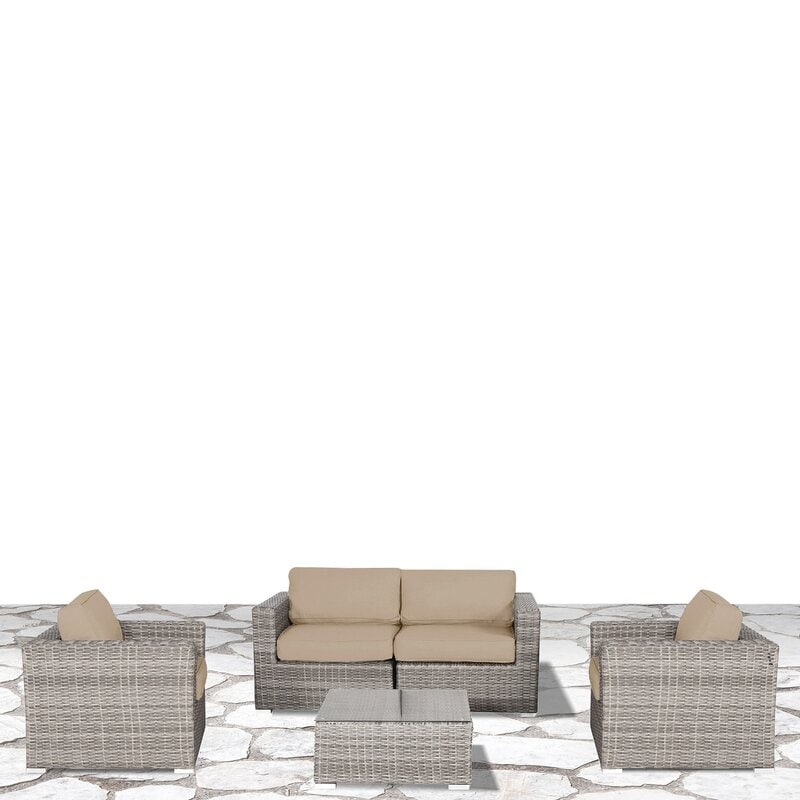 LSI Verona Wicker 5-piece Resort Grade Outdoor Furniture Patio Sofa Set