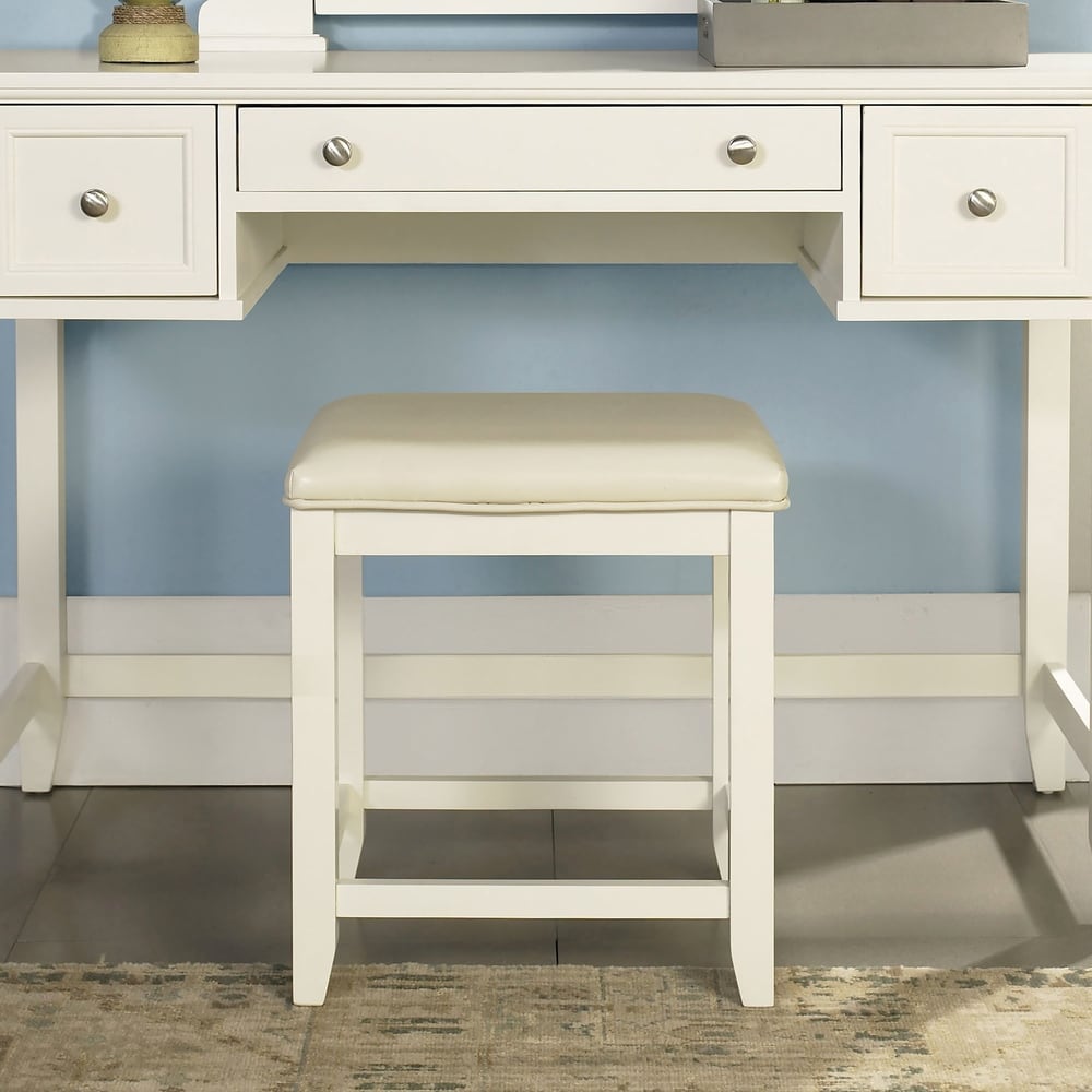 Crosley Vista Vanity Stool in White - 17.5 W x 15.75 D x 19.25 H