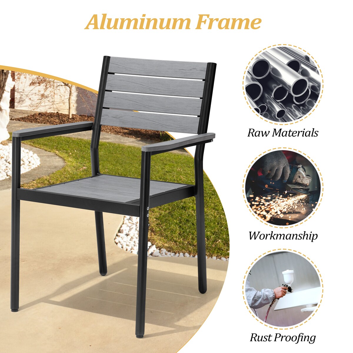 VredHom 9-Piece Outdoor Patio Dining Table Set with Stackable Chairs - Set of 9