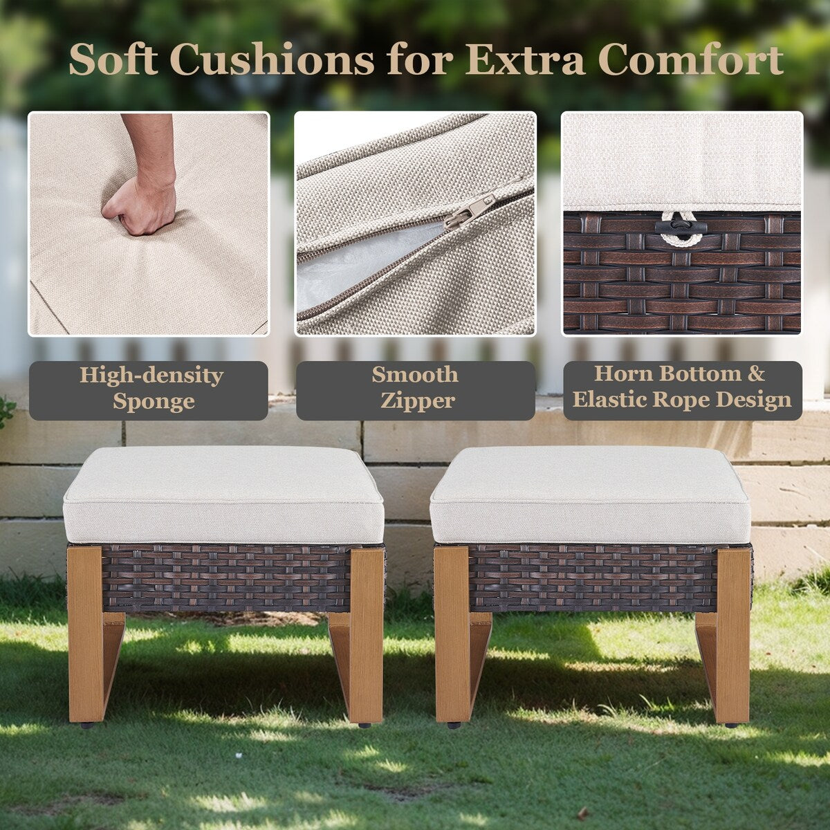 Wicker Sofa Rattan Swivel Chair with Club Chair and Ottoman - Brown