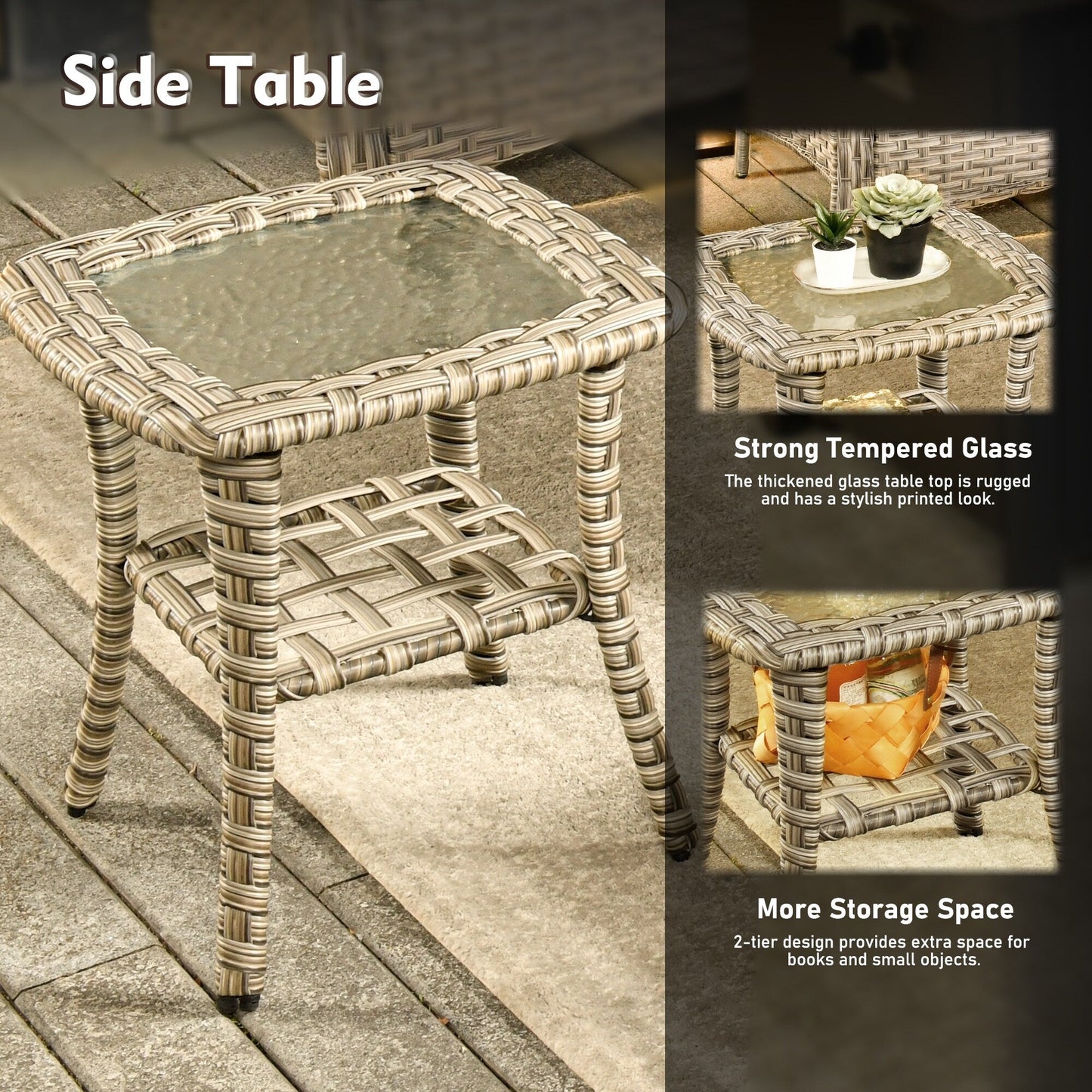 XIZZI 11-piece Patio Rattan Wicker Furniture Set with Fire Pit Table