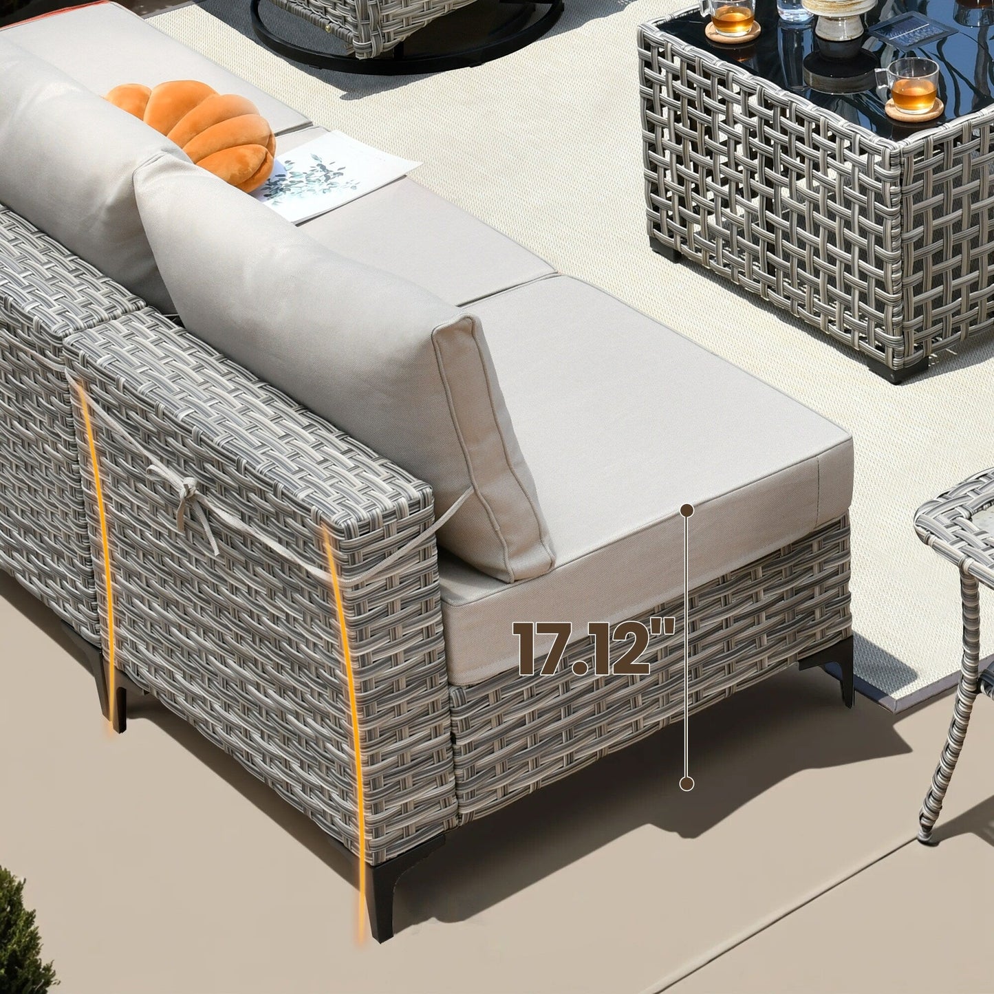 XIZZI 11-piece Patio Rattan Wicker Furniture Set with Fire Pit Table