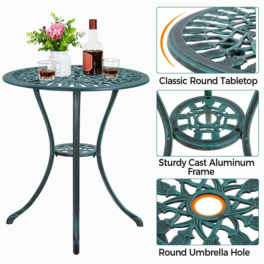 Yaheetech 3 Piece Outdoor Bistro Set with Umbrella Hole Aluminium Table Set