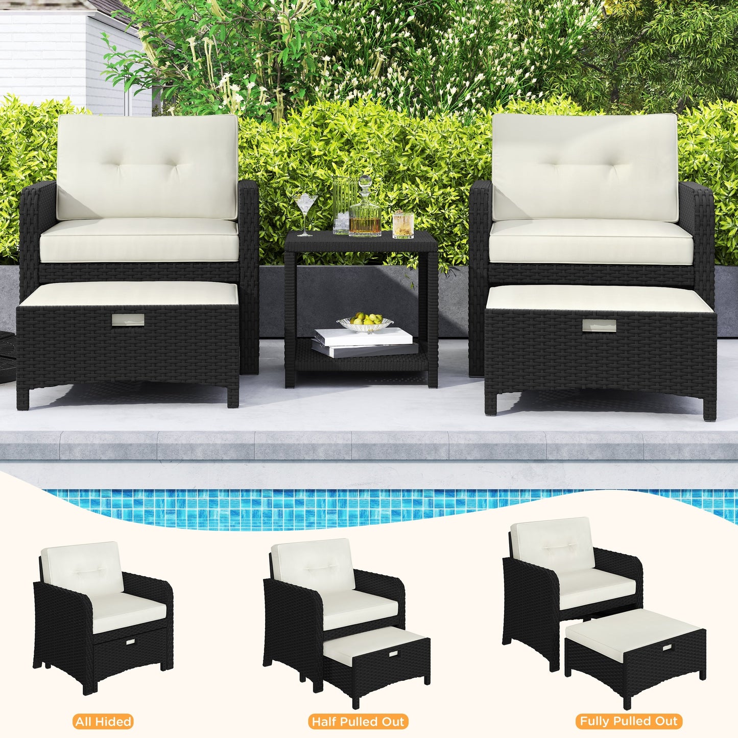 Yaheetech 5-Piece Outdoor Patio Furniture Set with Cushions & Pillows for Backyard, Garden
