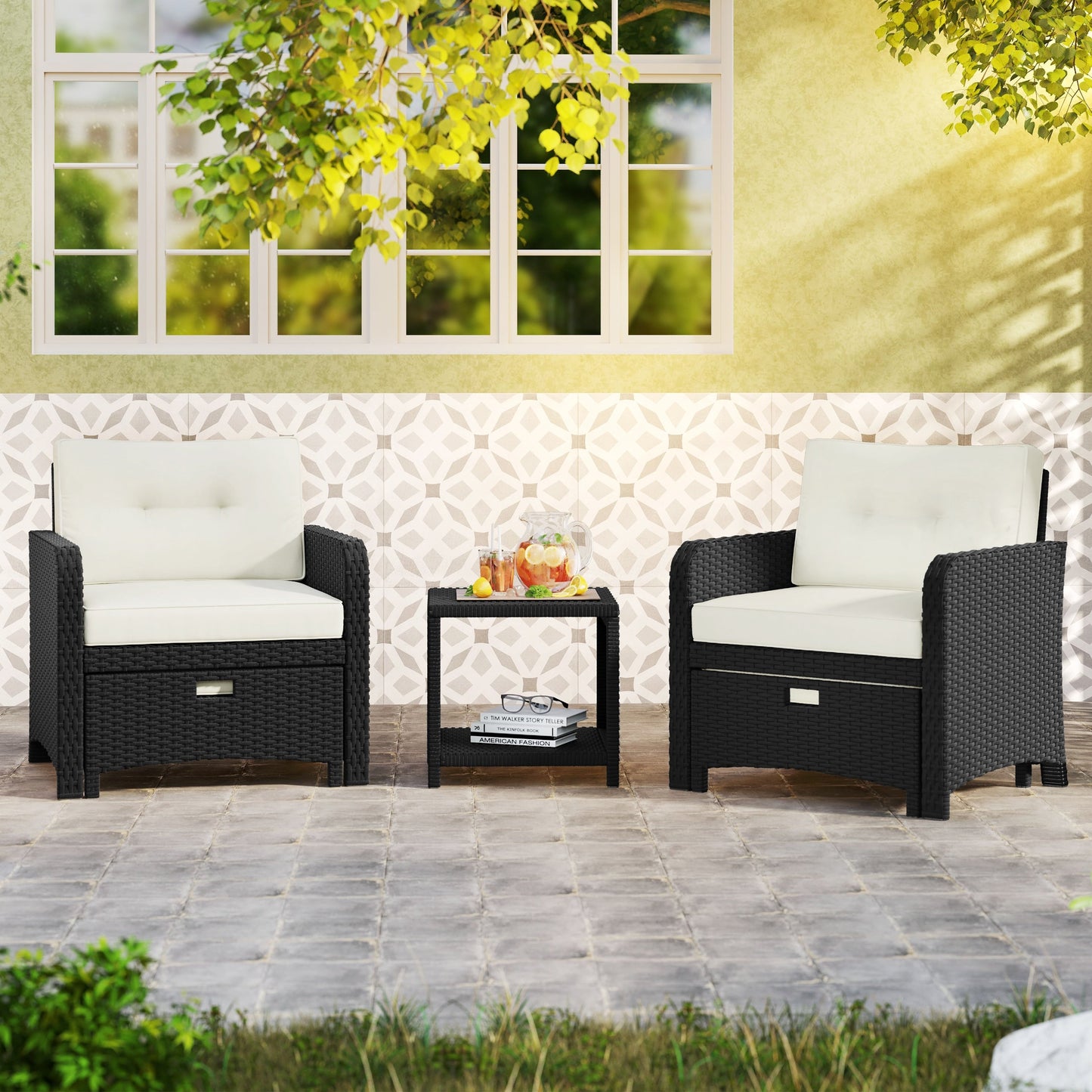 Yaheetech 5-Piece Outdoor Patio Furniture Set with Cushions & Pillows for Backyard, Garden