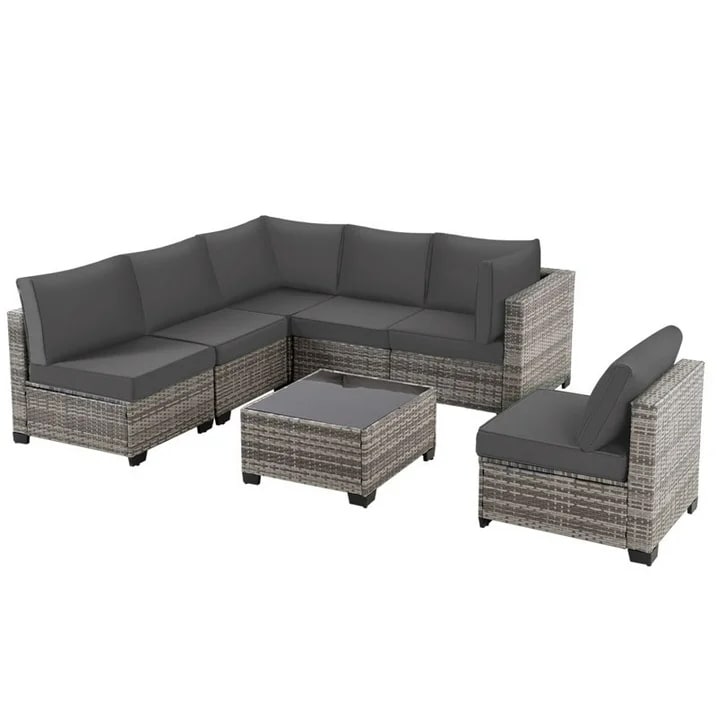 Zenova Patio Conversation Sets,Wicker Rattan Chairs Sofa Sets,Patio Furniture Seating