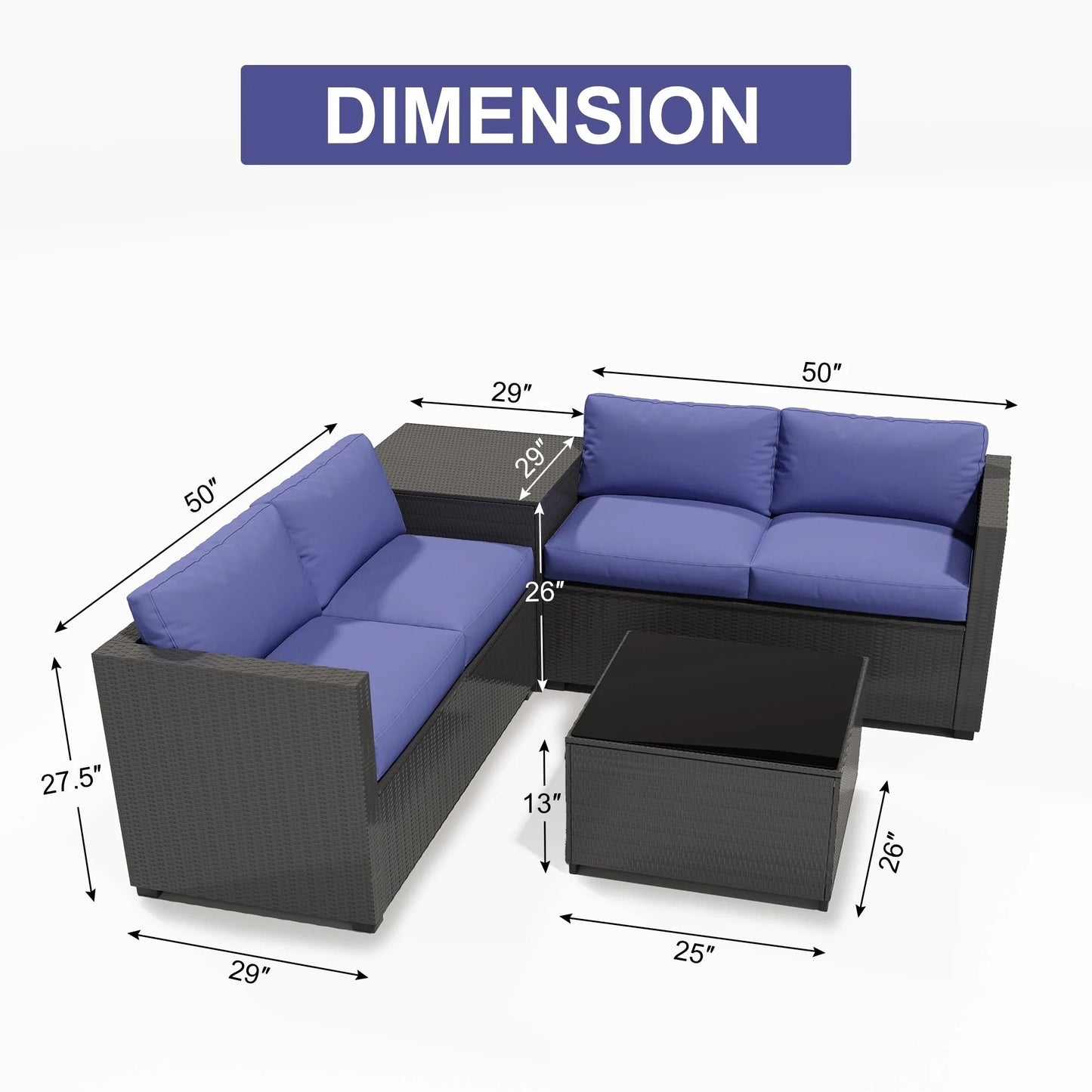 Zenova Patio Conversation Sets,Wicker Rattan Chairs Sofa Sets,Patio Furniture Seating