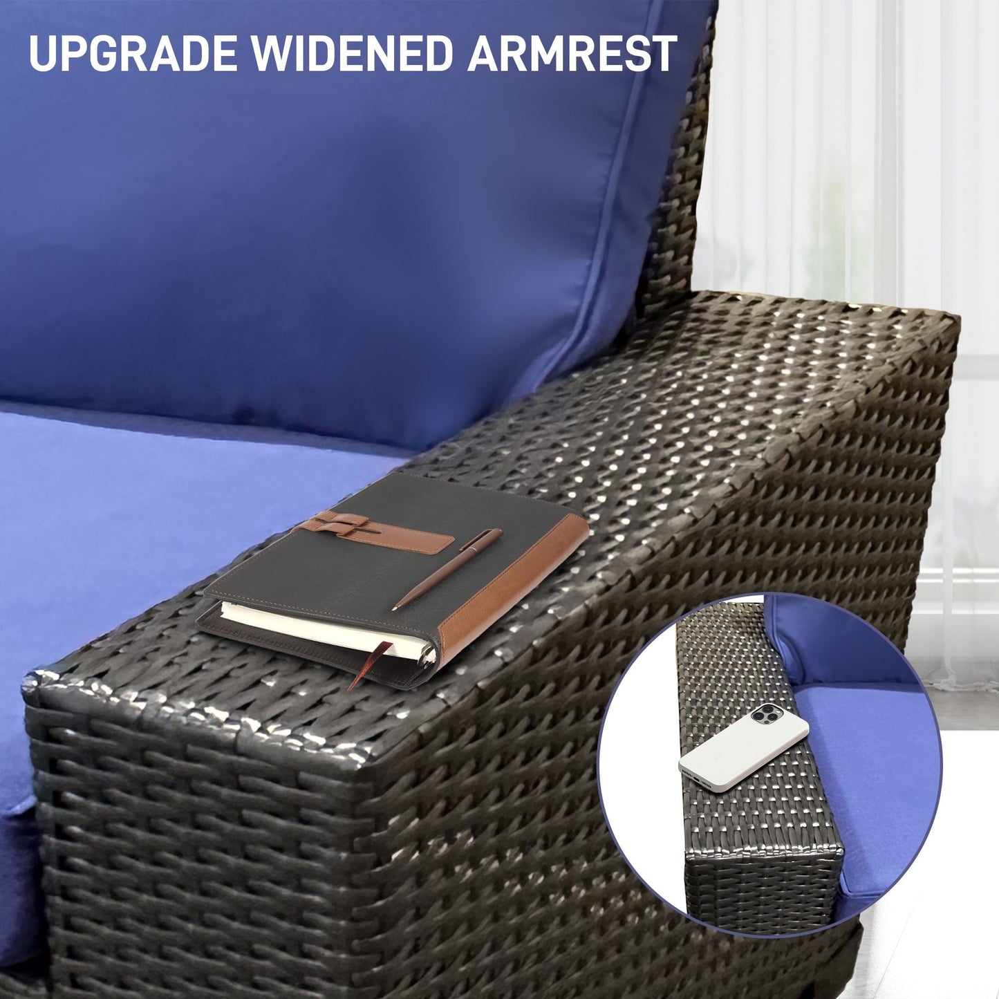 Zenova Patio Conversation Sets,Wicker Rattan Chairs Sofa Sets,Patio Furniture Seating