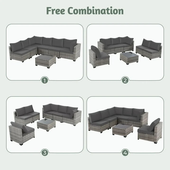 Zenova Patio Conversation Sets,Wicker Rattan Chairs Sofa Sets,Patio Furniture Seating