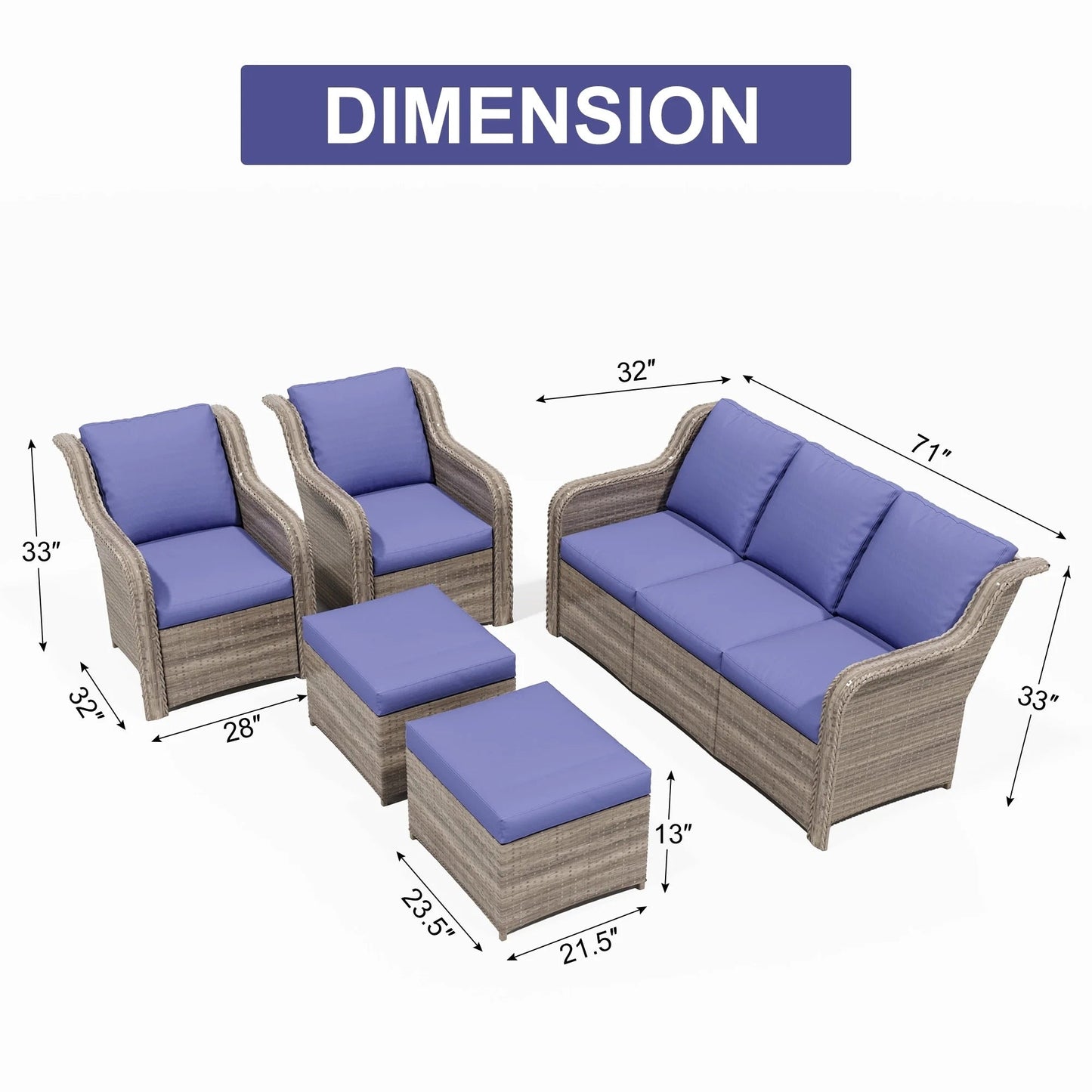 Zenova Patio Conversation Sets,Wicker Rattan Chairs Sofa Sets,Patio Furniture Seating