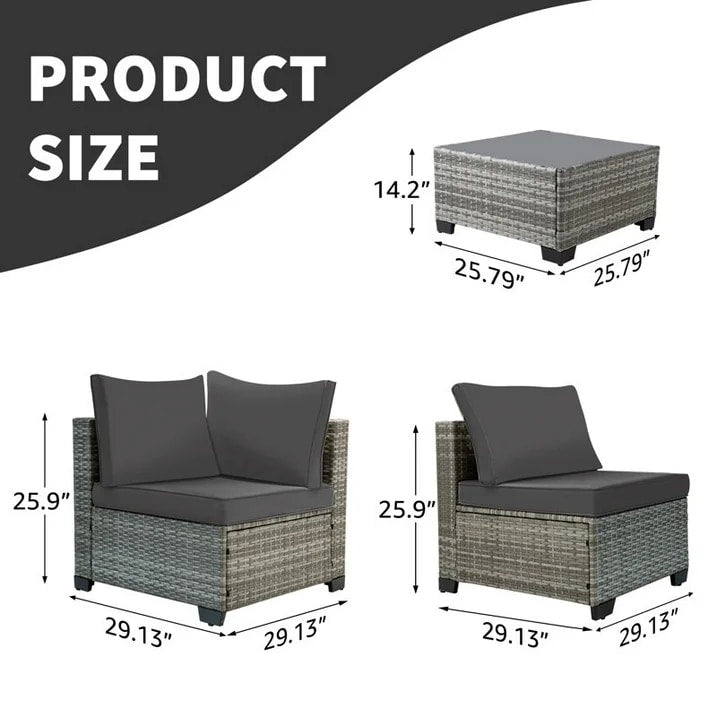 Zenova Patio Conversation Sets,Wicker Rattan Chairs Sofa Sets,Patio Furniture Seating