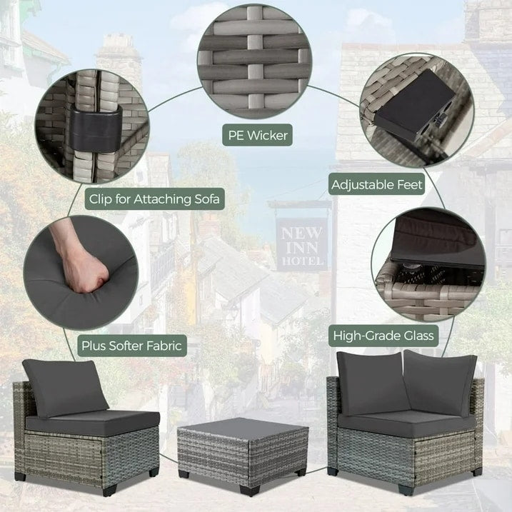 Zenova Patio Conversation Sets,Wicker Rattan Chairs Sofa Sets,Patio Furniture Seating