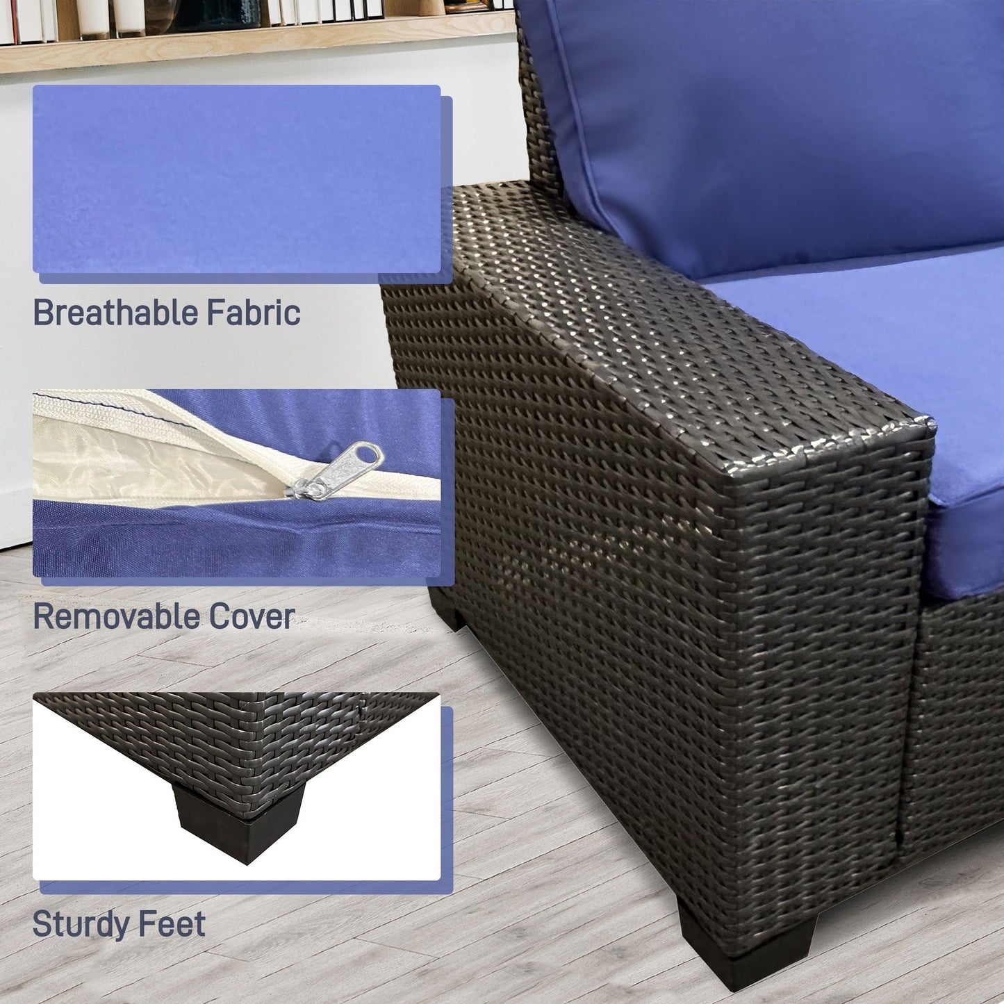 Zenova Patio Conversation Sets,Wicker Rattan Chairs Sofa Sets,Patio Furniture Seating