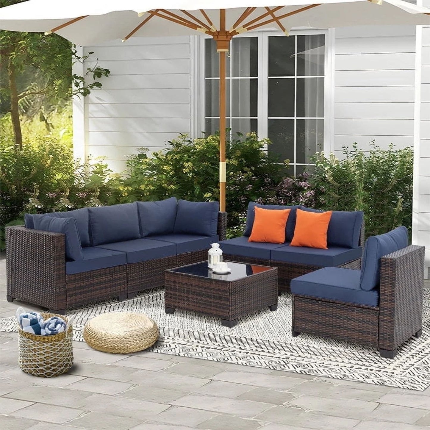 Zenova Patio Conversation Sets,Wicker Rattan Chairs Sofa Sets,Patio Furniture Seating