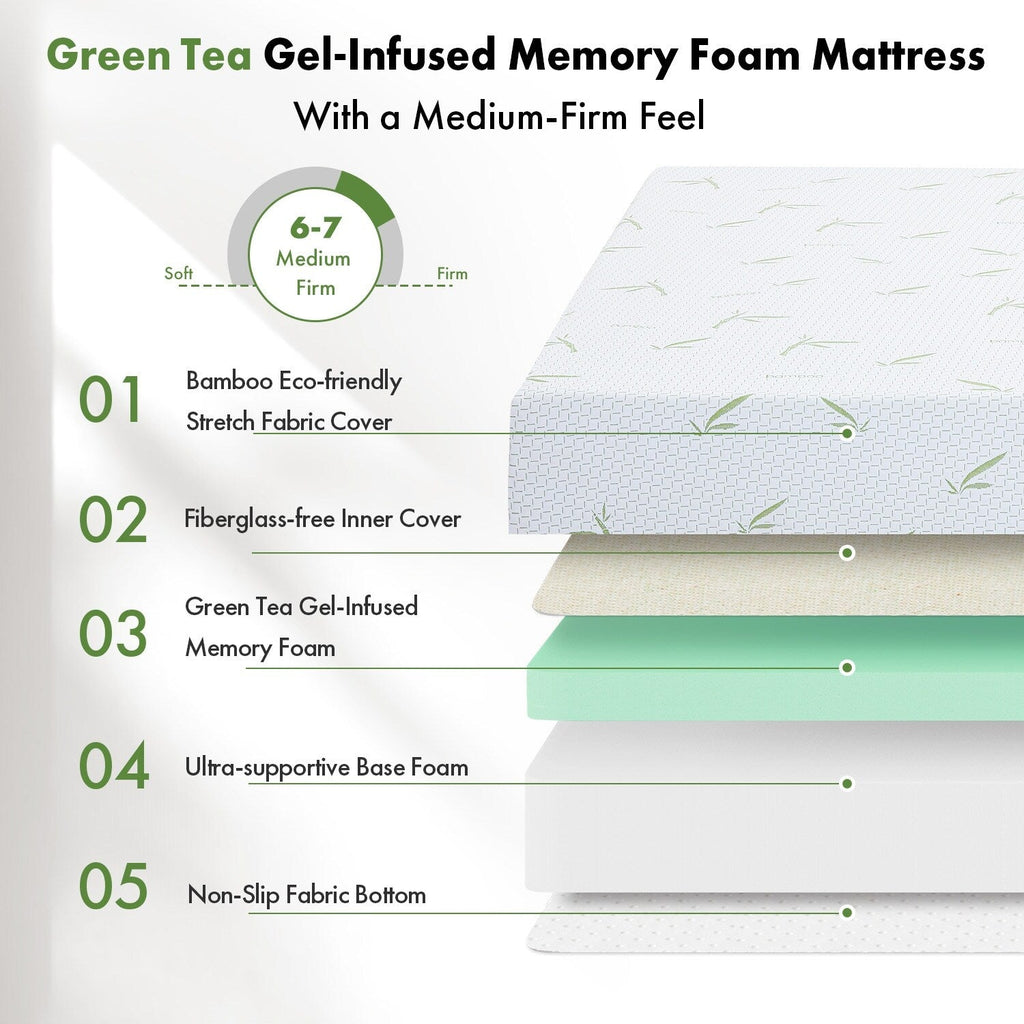 10 Inch Cooling Gel Memory Foam Mattress / Cooling Gel Foam / Pressure Relieving / CertiPUR-US Certified / Bed-in-a-Box