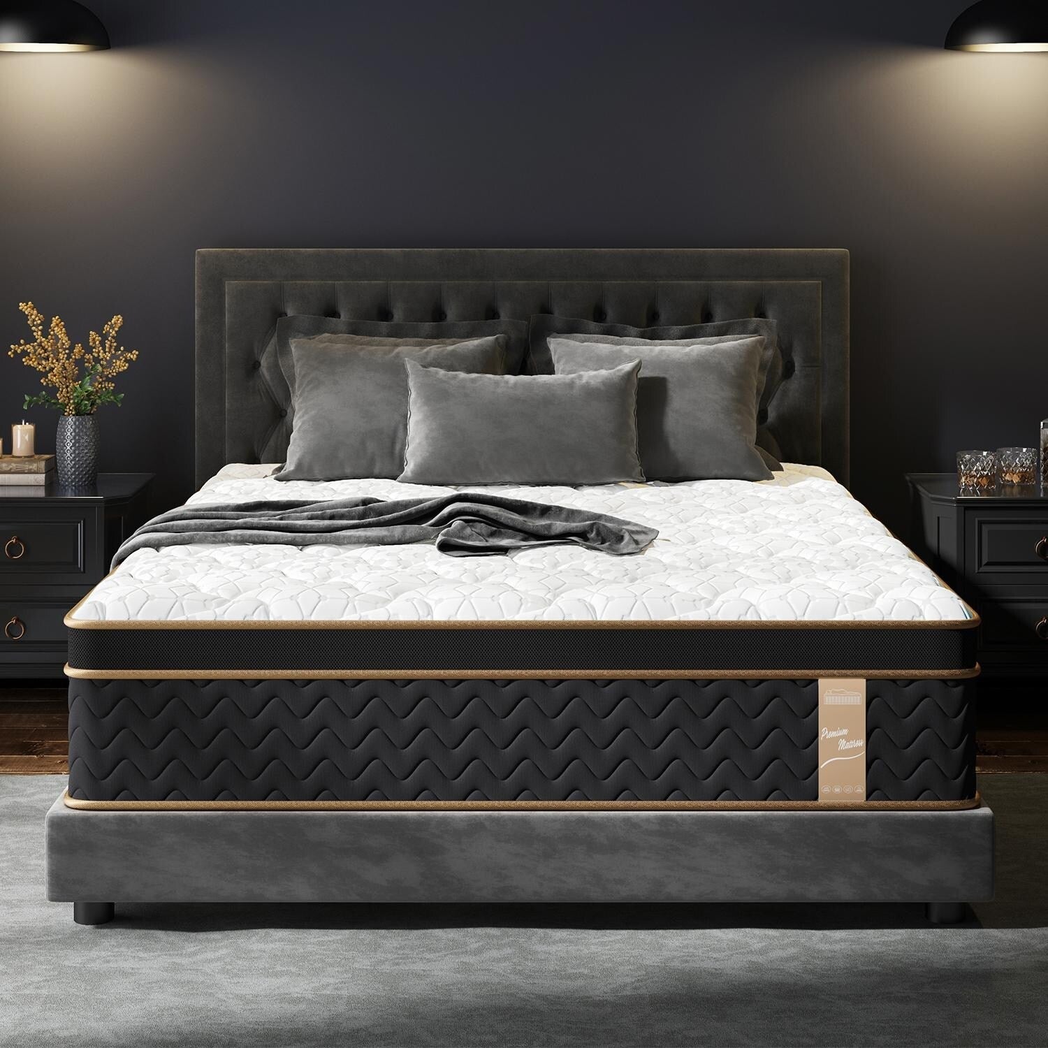 10 Inch Full Plush Hybrid Mattress Gel Memory Foam Encased Coils Fiberglass Free Edge Support CertiPUR
