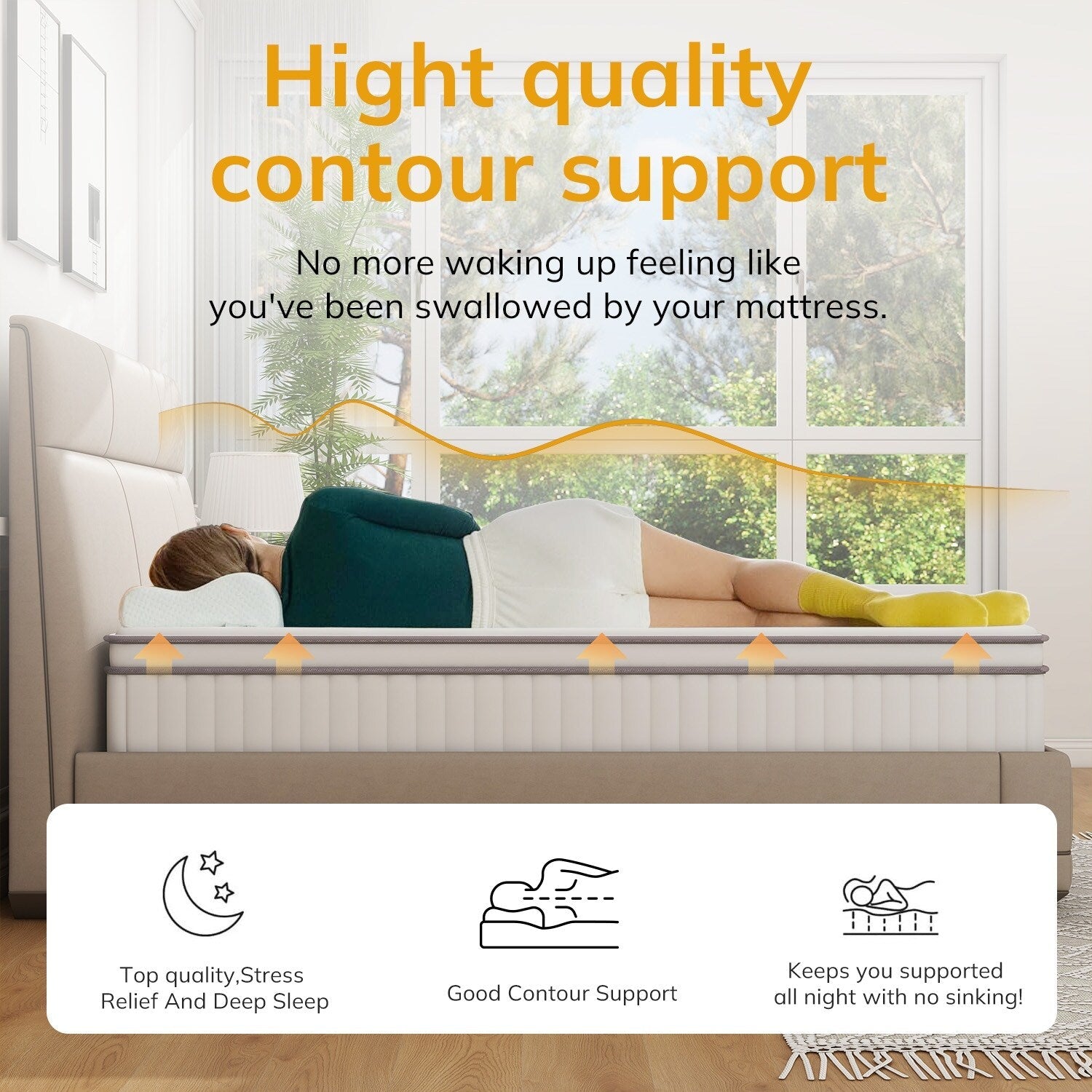 10 Inch Full Size Mattress, Full Hybrid Mattress, Pocketed Spring Memory Foam Mattress, Low Motion Transfer Mattress in A Box