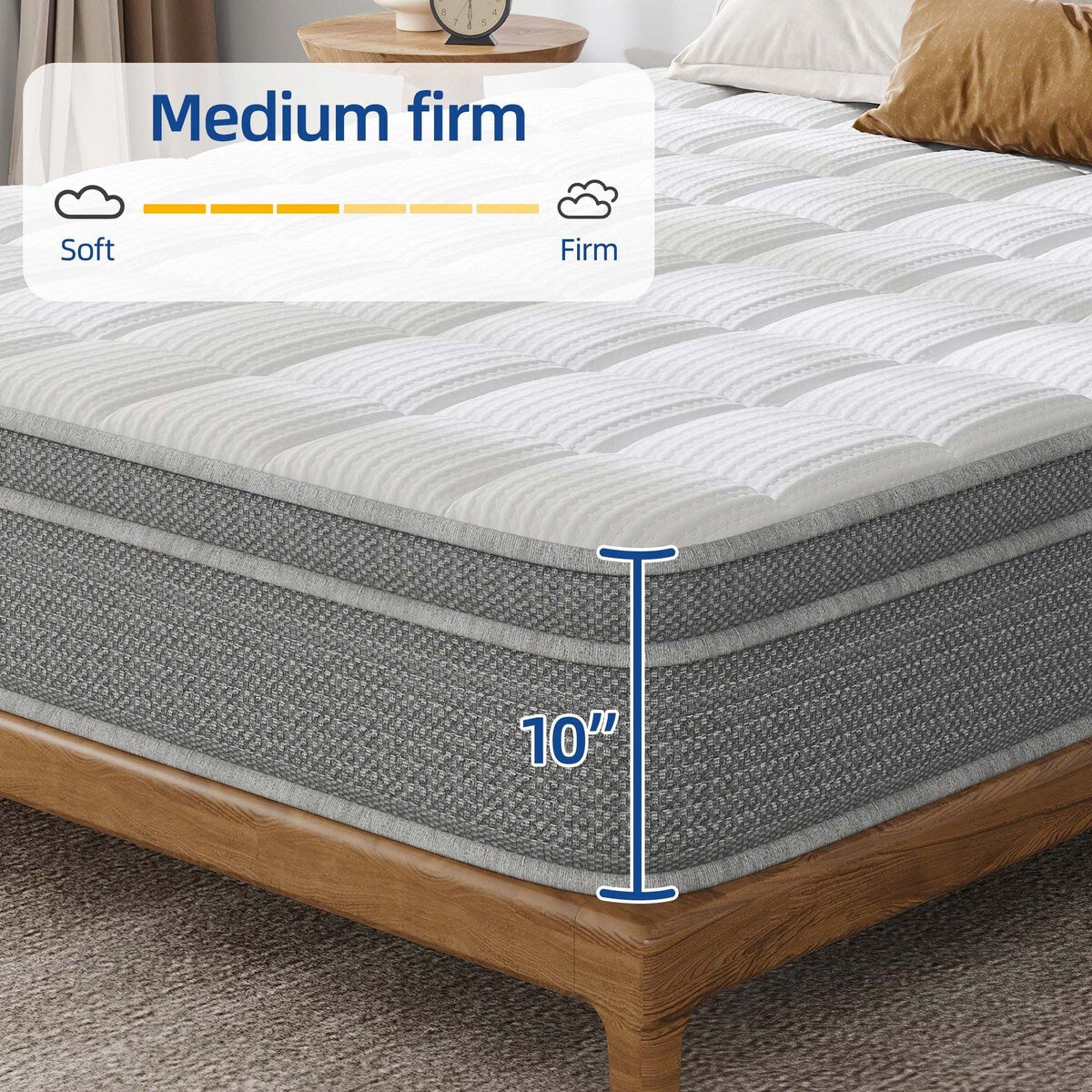10-Inch Hybrid Mattress with Cooling-Gel Memory Foam Pocket Coils Mattress