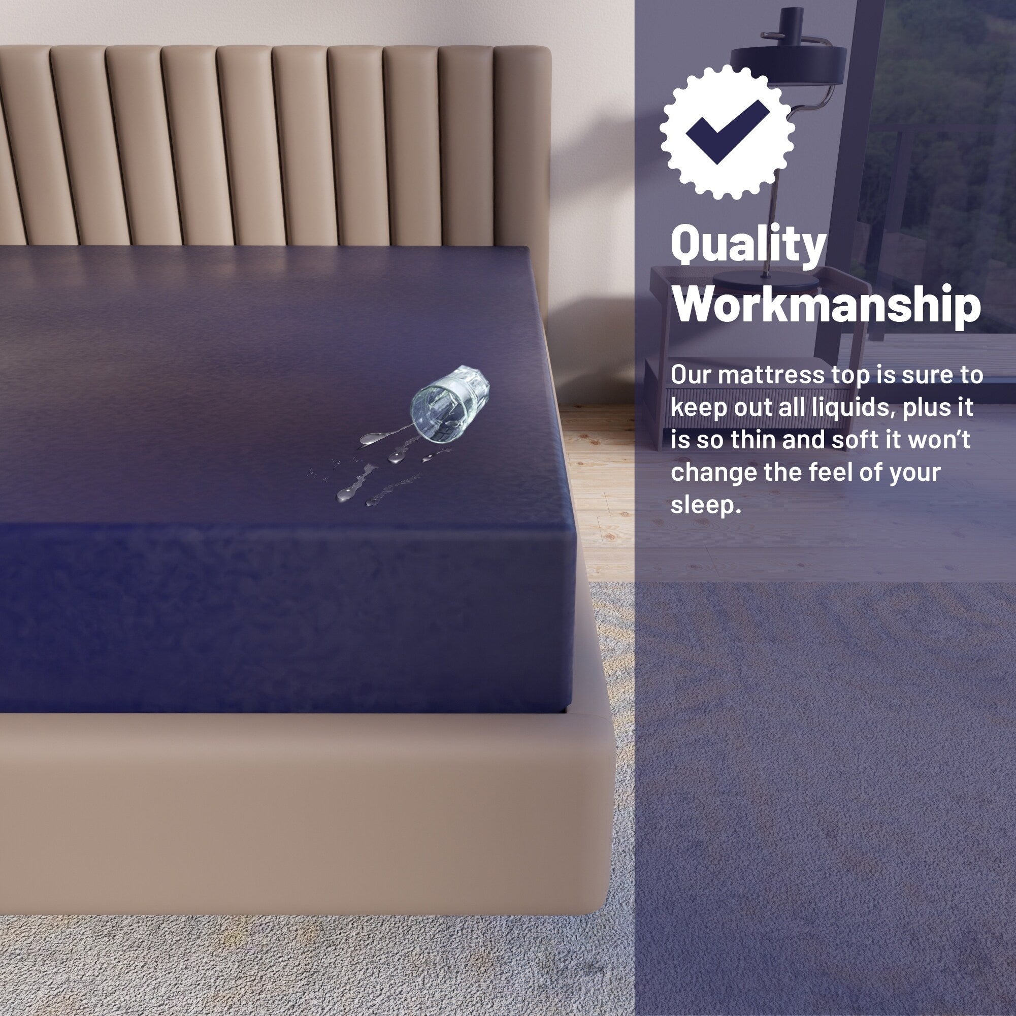 10-Inch Medium Firm Water Resistance Nylon Vinyl Foam Mattress, Noiseless, Soft Cloud Feeling, Body Heat Reflection, Blue