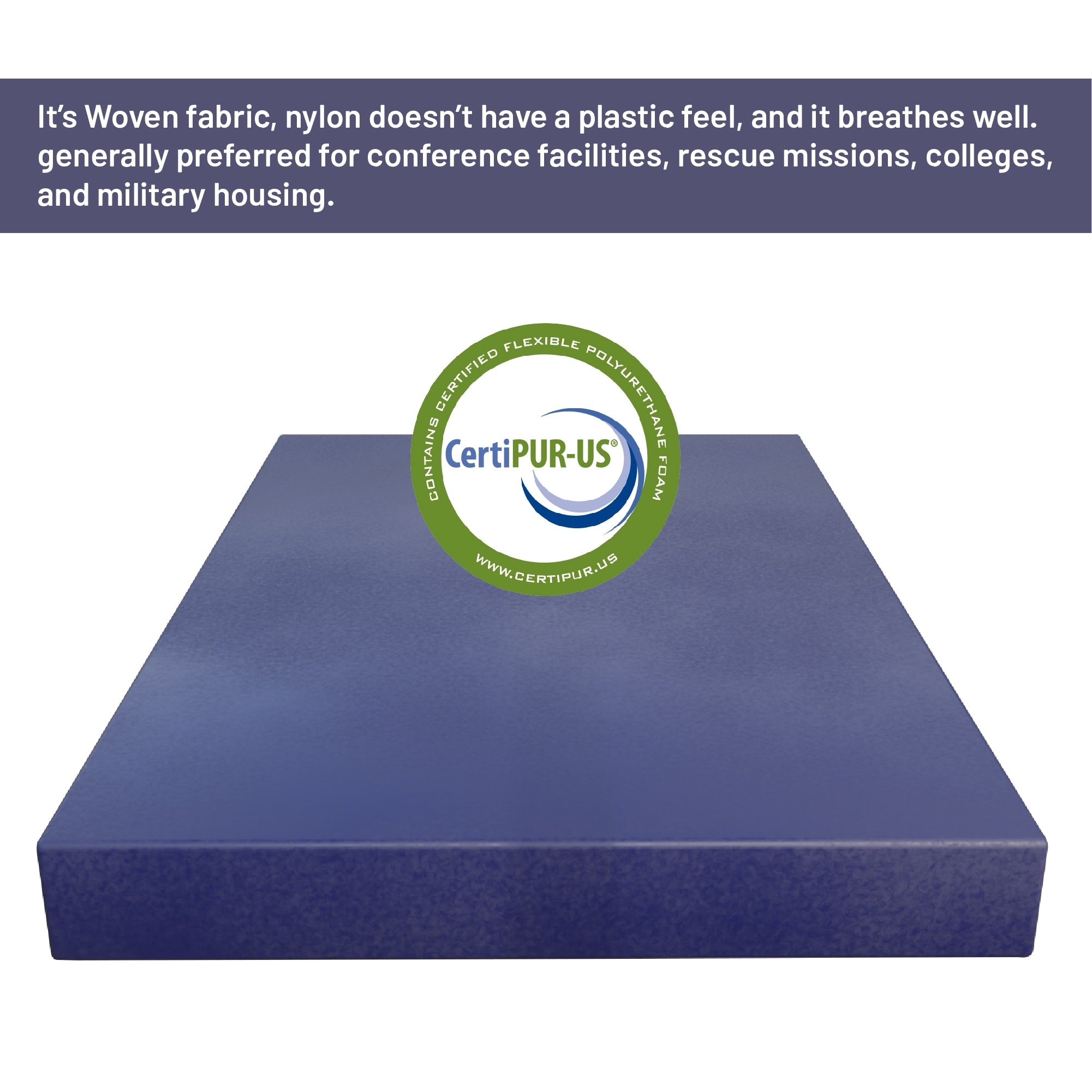 10-Inch Medium Firm Water Resistance Nylon Vinyl Foam Mattress, Noiseless, Soft Cloud Feeling, Body Heat Reflection, Blue