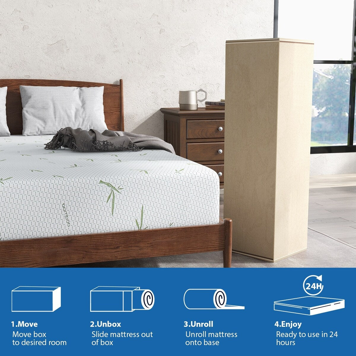 10 Inch Memory Foam Mattress / Cooling Gel Foam / Pressure Relieving / CertiPUR-US Certified / Bed-in-a-Box