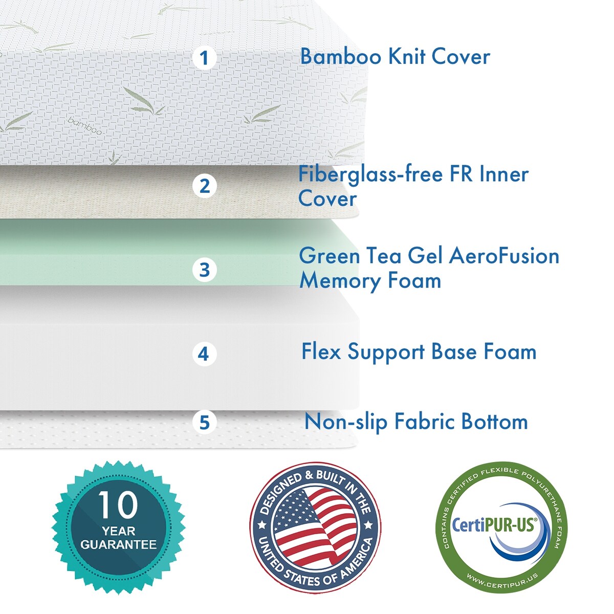 10 Inch Memory Foam Mattress / Cooling Gel Foam / Pressure Relieving / CertiPUR-US Certified / Bed-in-a-Box