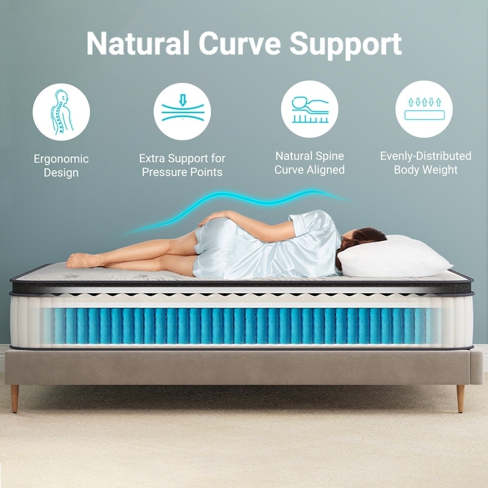 10 Inch Memory Foam and Pocket Spring Hybrid Euro Top Mattress, Mattress in a Box