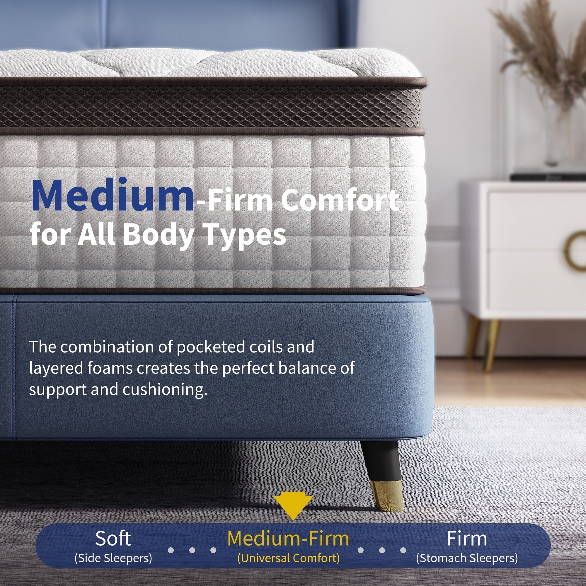 10-Inch Memory Foam and Pocket Springs Premium Mattresses,Eruo Top Mattress
