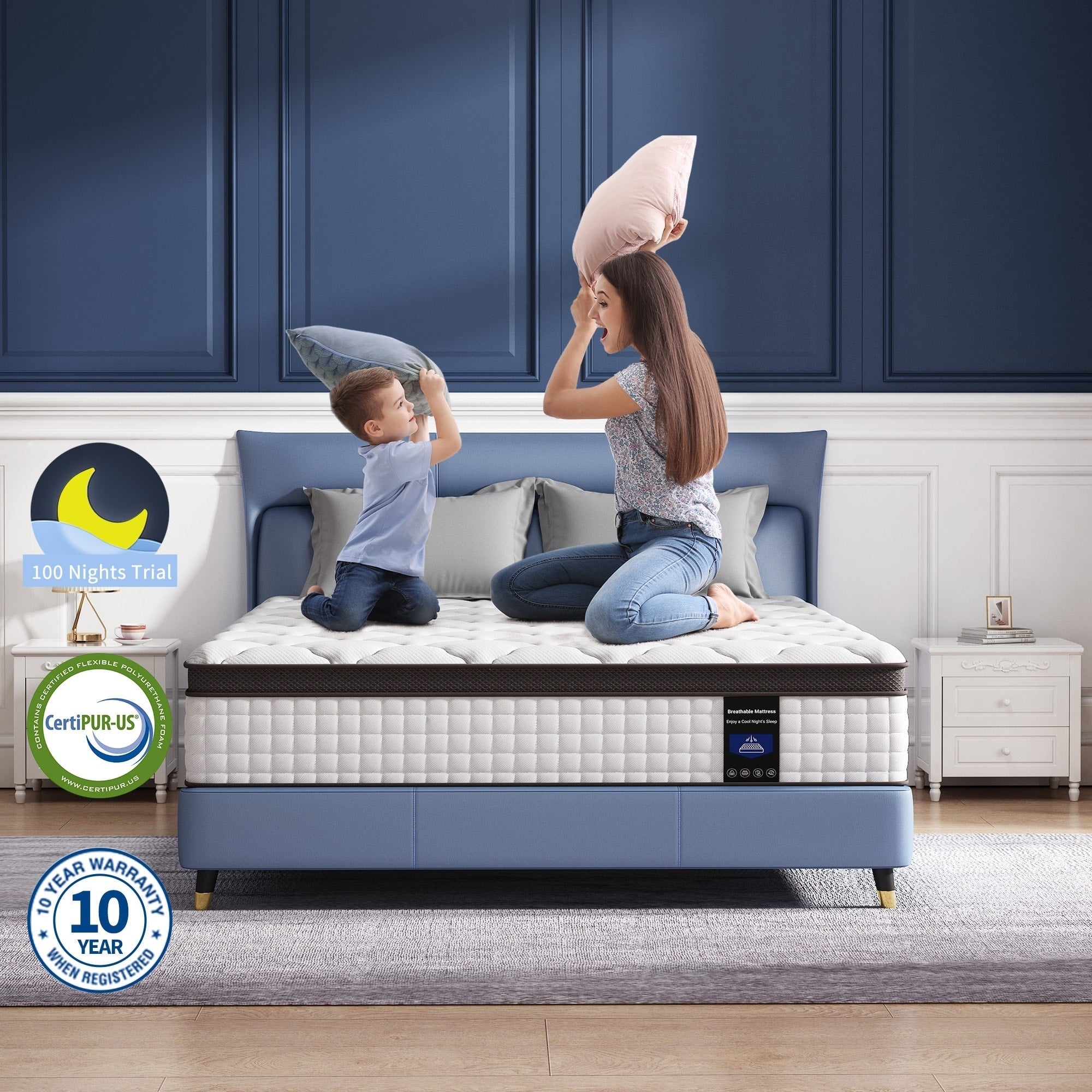 10-Inch Memory Foam and Pocket Springs Premium Mattresses,Eruo Top Mattress