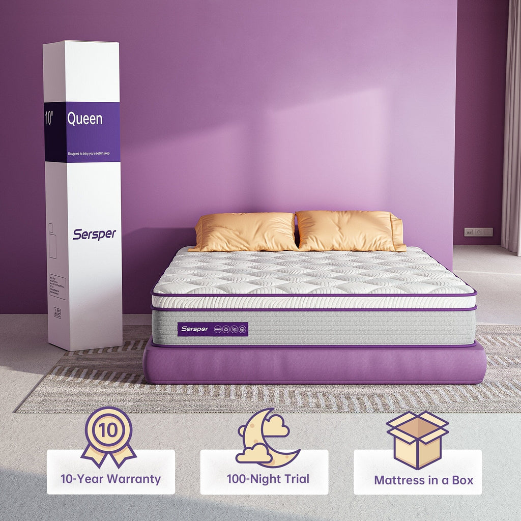 10 Inch Twin/ Full/ Queen Memory Foam Hybrid Mattress,Euro Top Mattress in a Box