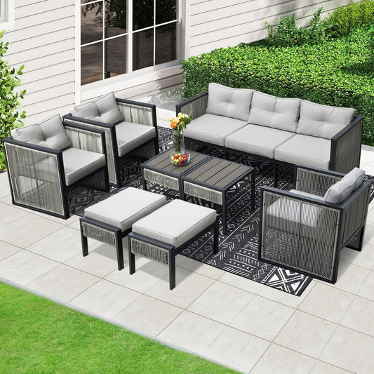 FINCATI 10 PCS Outdoor Patio Sectional Furniture Modern Luxury Wicker Sofa Sets with
