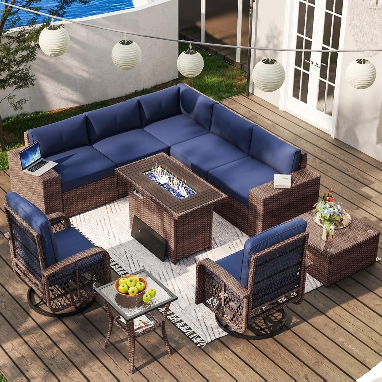 10-Piece Wicker Sectional Sofa Set