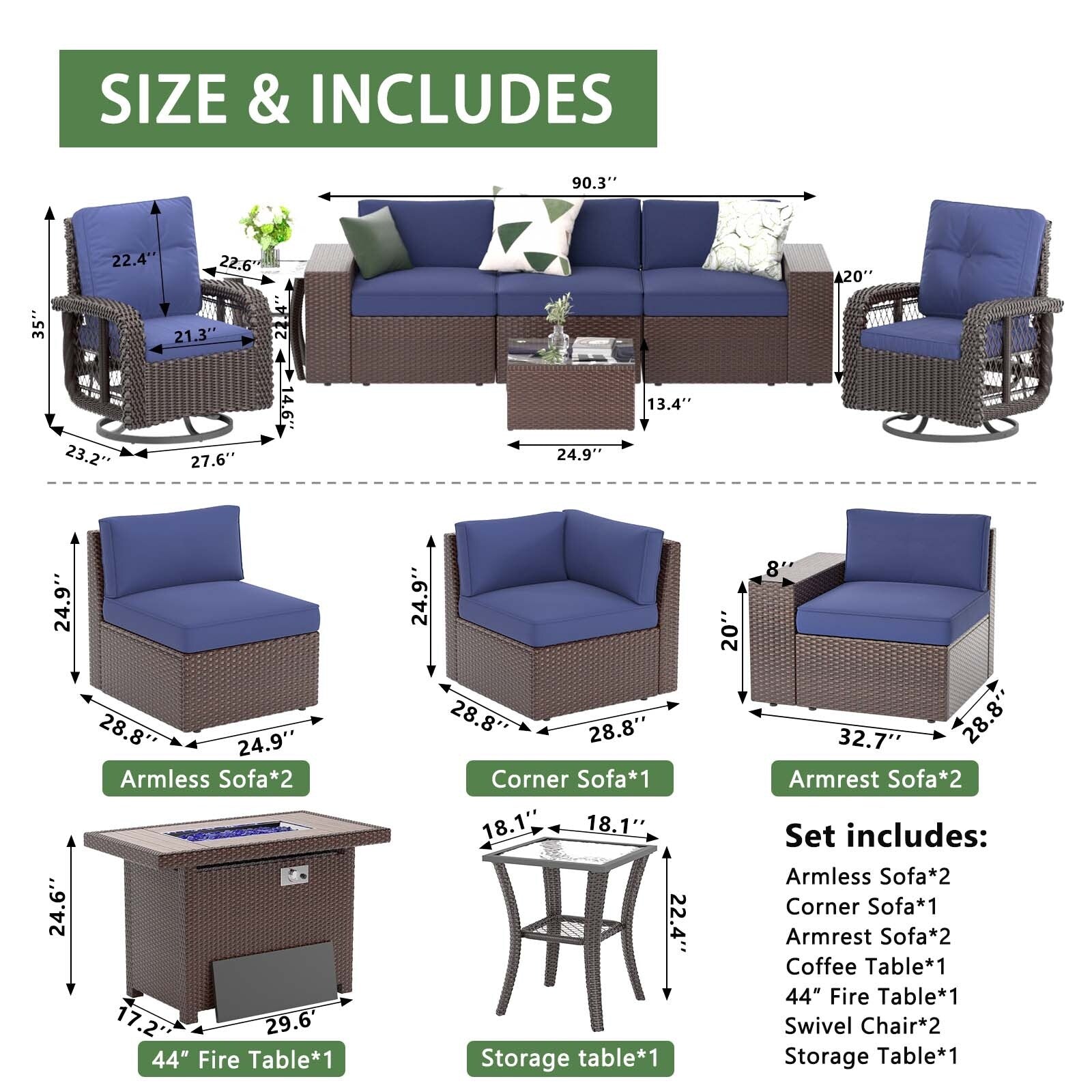 10-Piece Wicker Sectional Sofa Set
