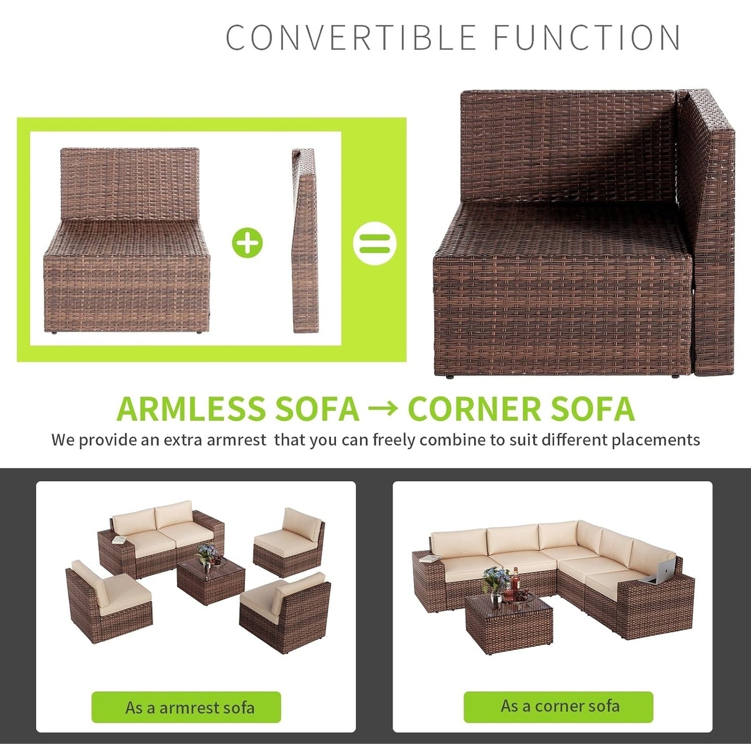 10-Piece Wicker Sectional Sofa Set