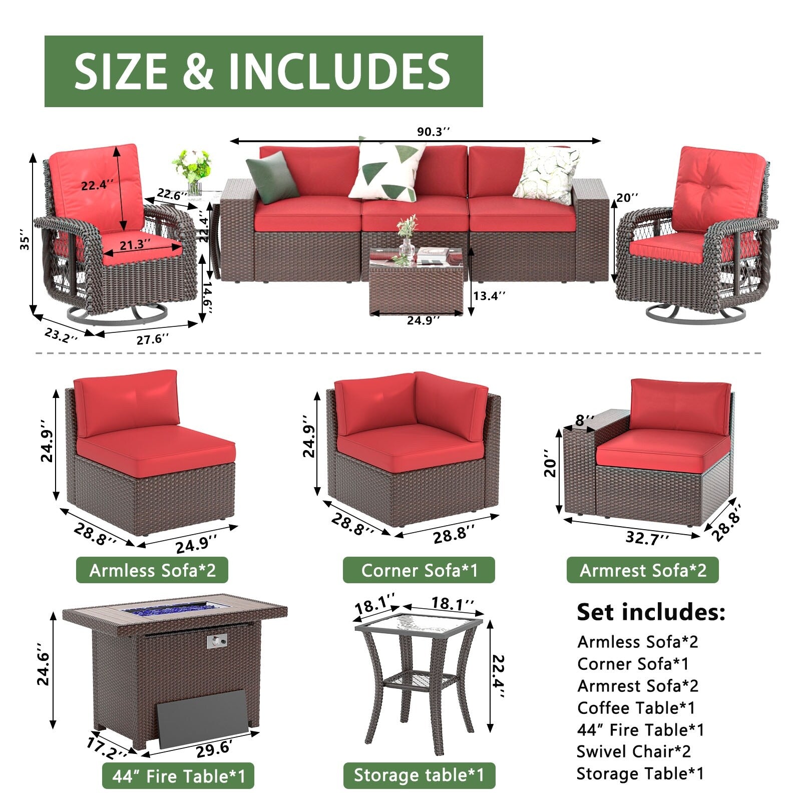 10-Piece Wicker Sectional Sofa Set