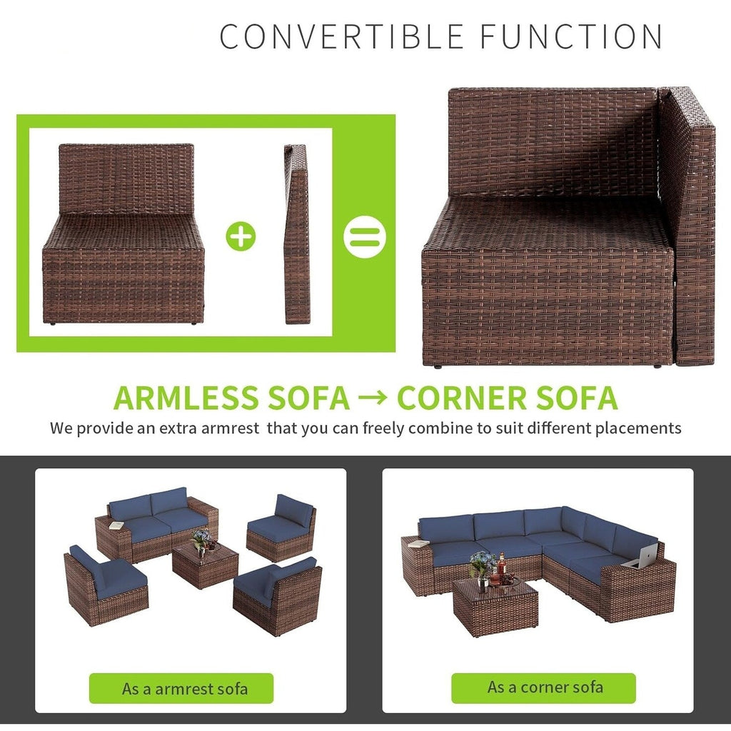 10-Piece Wicker Sectional Sofa Set