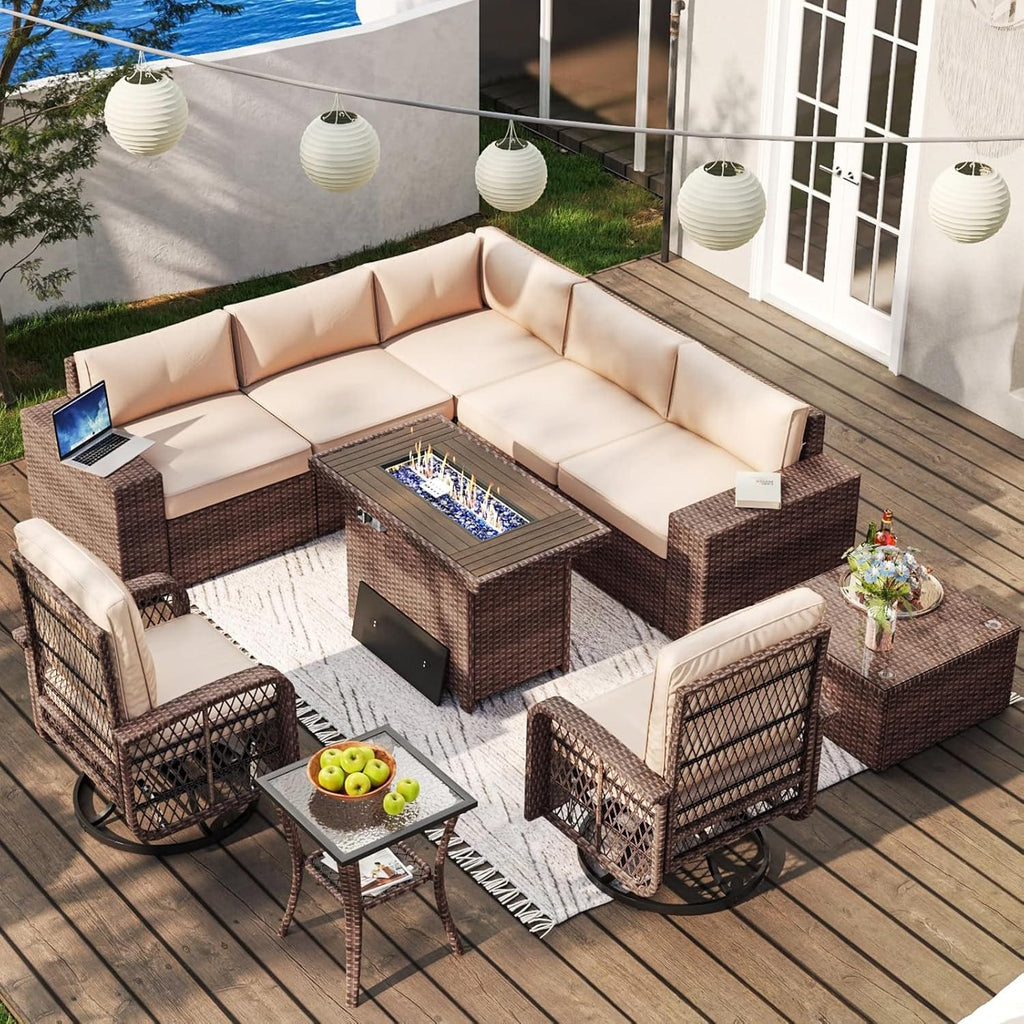 10-Piece Wicker Sectional Sofa Set
