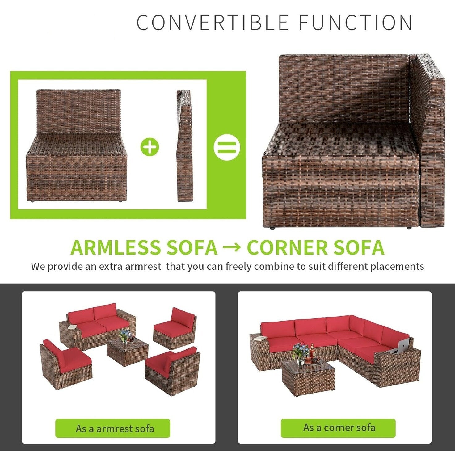 10-Piece Wicker Sectional Sofa Set