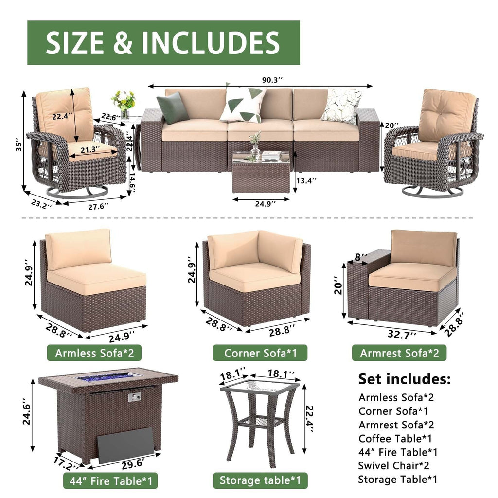 10-Piece Wicker Sectional Sofa Set