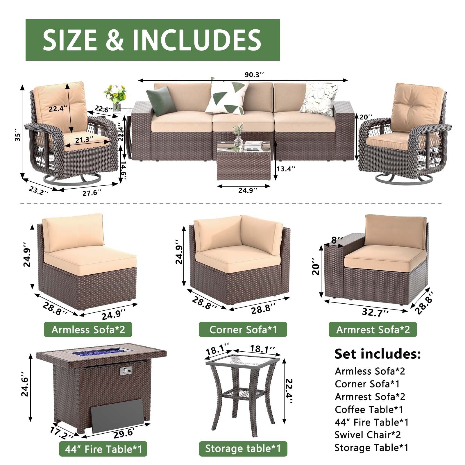 10-Piece Wicker Sectional Sofa Set