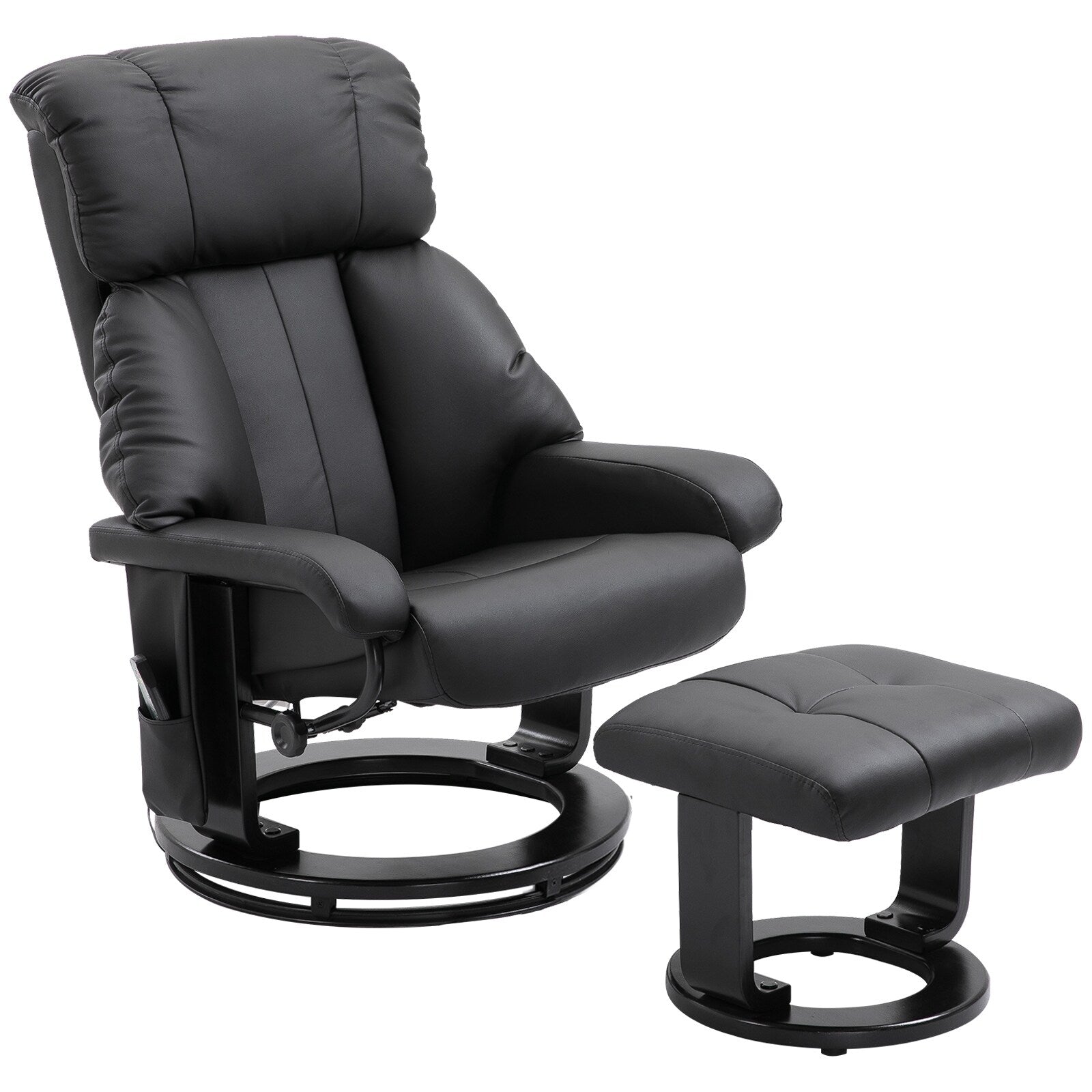 10 Point Vibration Massage Lounge Chair PU Leather Swivel Recliner Chair with Adjustable Backrest, Footrest and Remote