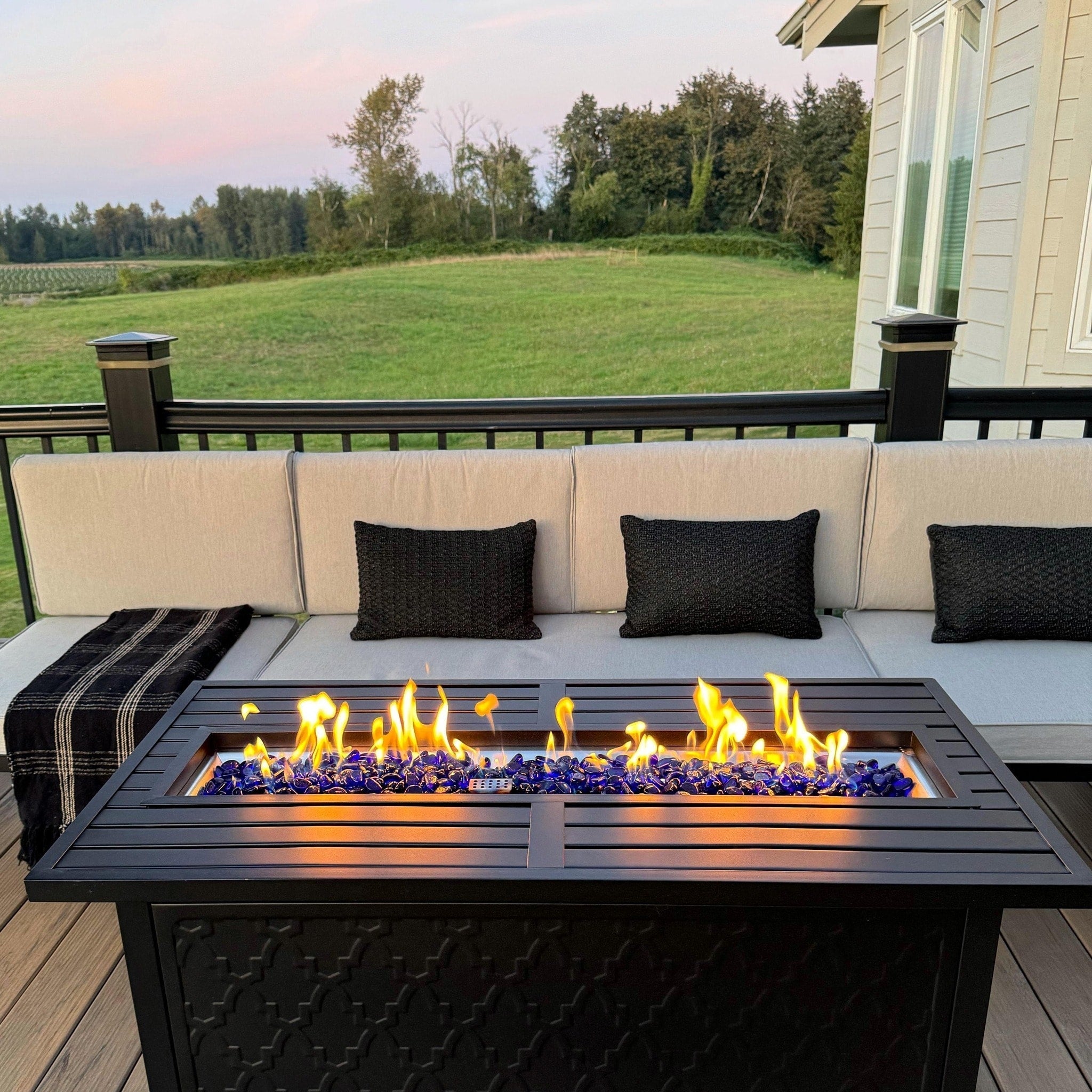 10-Seat Patio Sectional sofa set, E-coating Steel frame Conversation Sets with Built-in Side Table , Grey Cushion