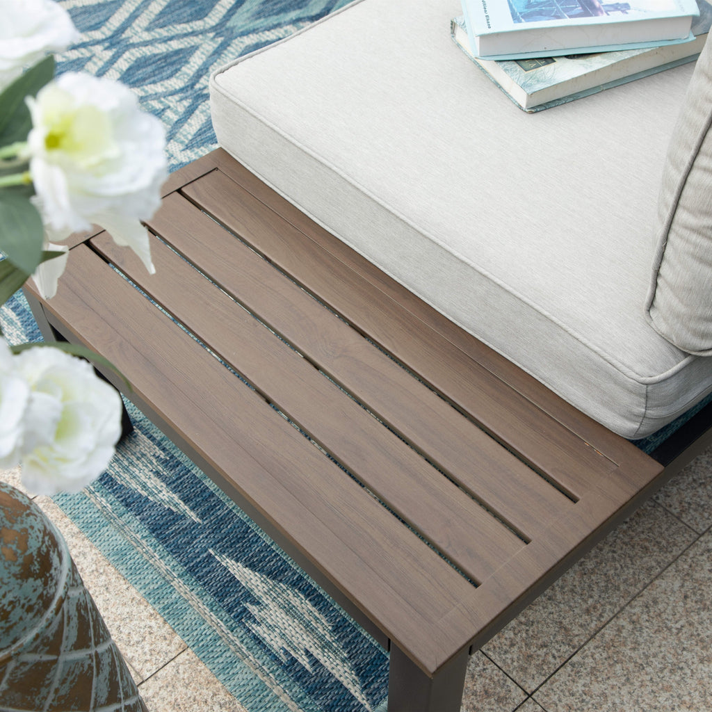 10-Seat Patio Sectional sofa set, E-coating Steel frame Conversation Sets with Built-in Side Table , Grey Cushion