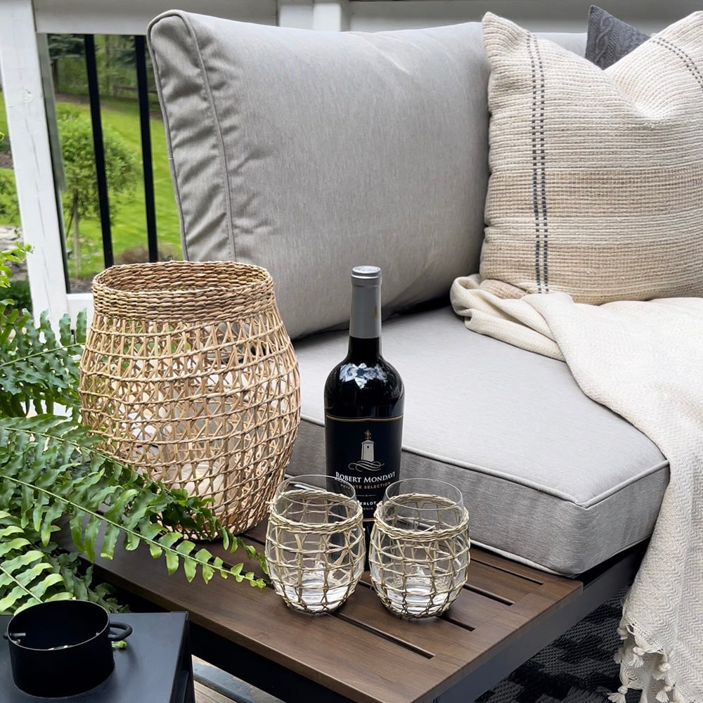 10-Seat Patio Sectional sofa set, E-coating Steel frame Conversation Sets with Built-in Side Table , Grey Cushion