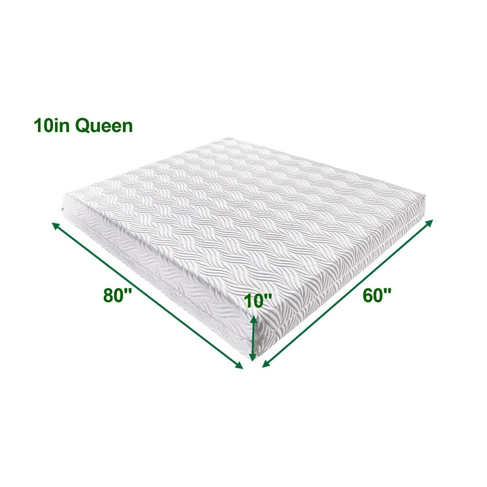 10 in. White Memory Foam Mattress Bed in a Box