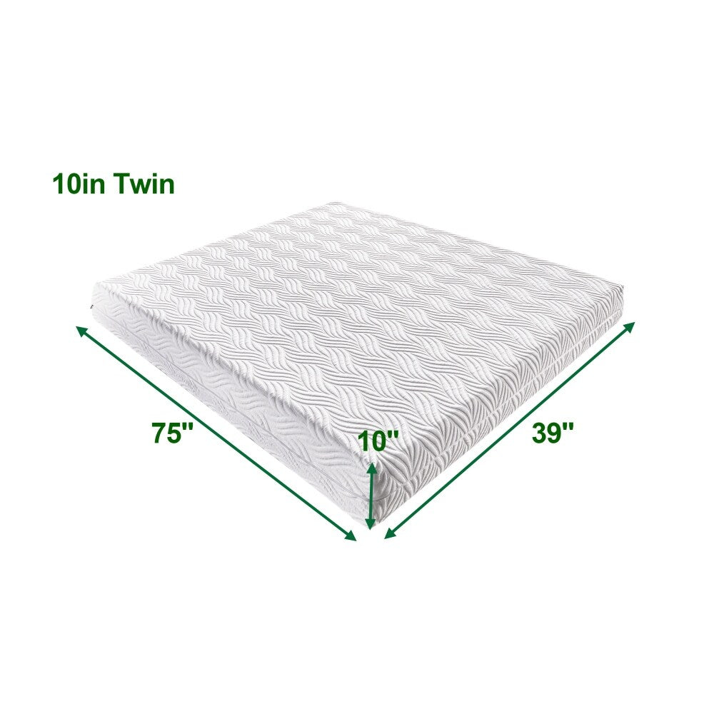 10 in. White Memory Foam Mattress Bed in a Box