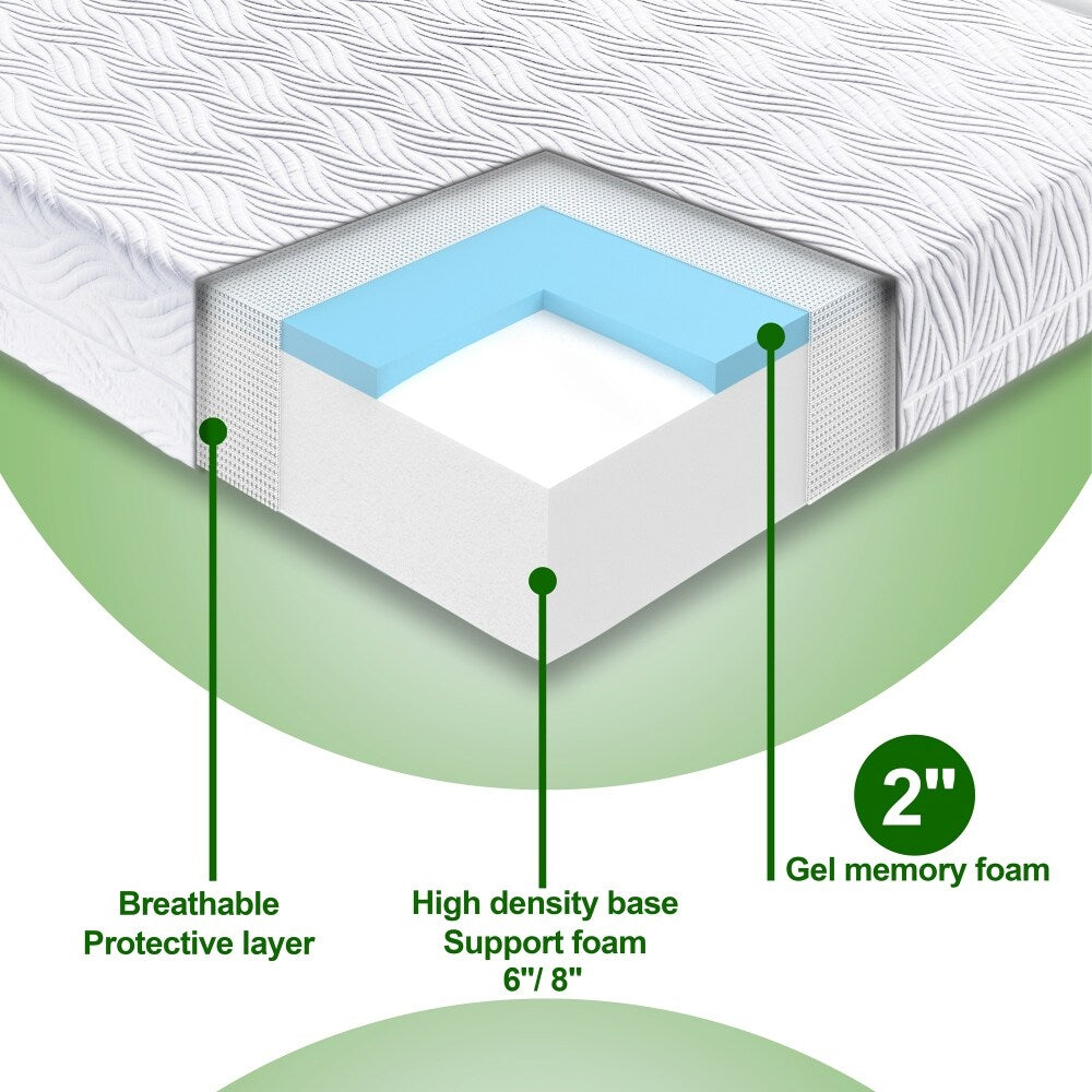 10 in. White Memory Foam Mattress Bed in a Box